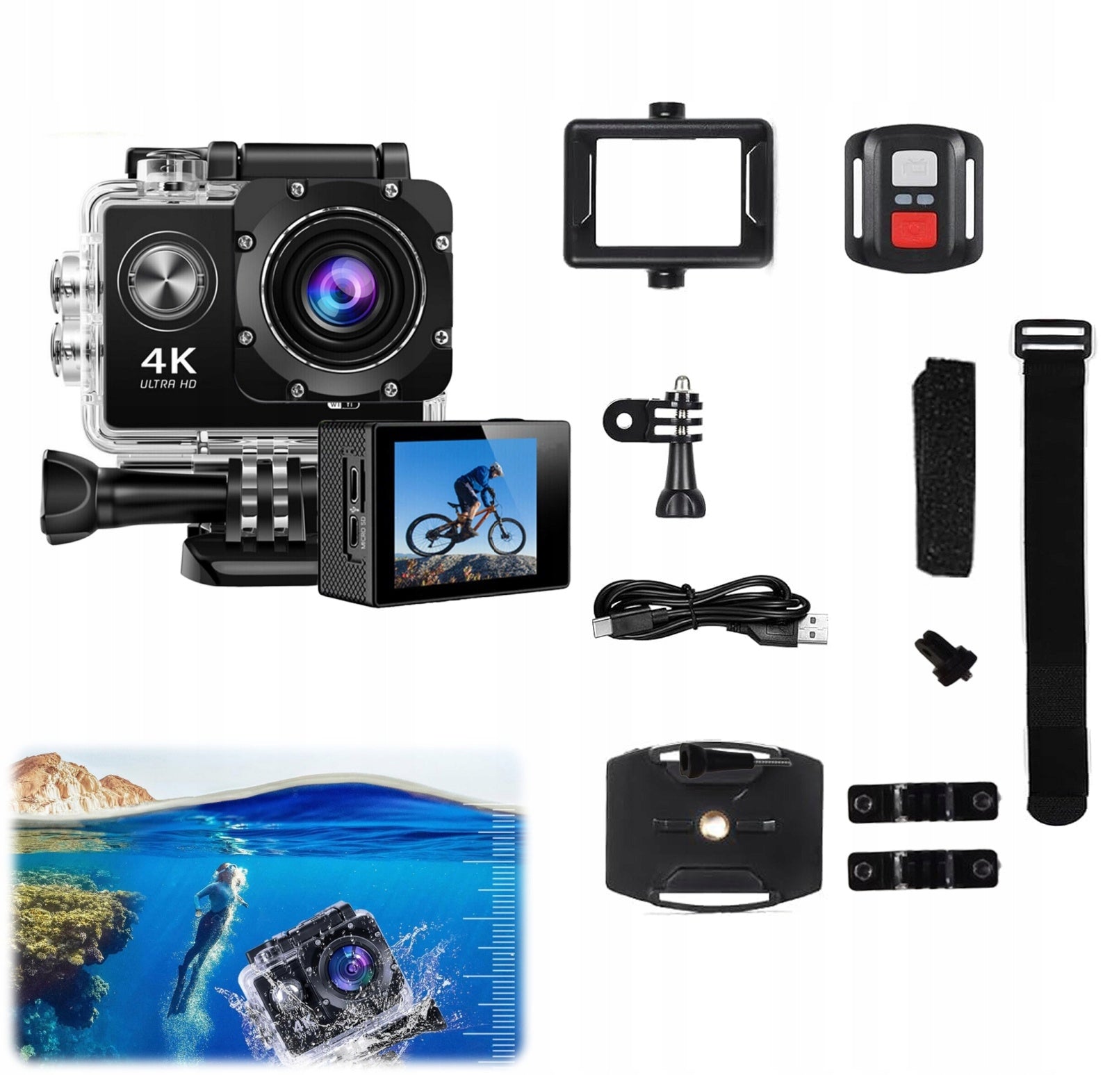 4K HD Sports Camera WiFi Underwater Camera Waterproof Camera