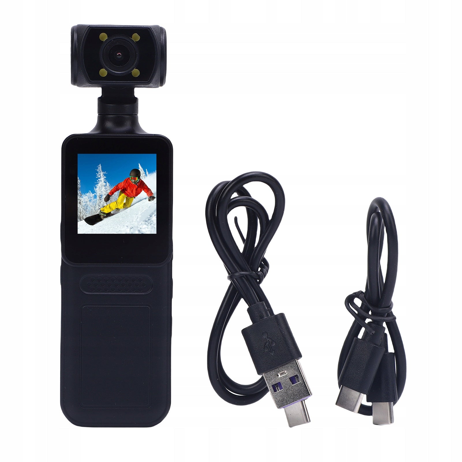 4K HD WiFi Action Camera Handheld Camera With 180 AW Rotating Lens Model 7489JPRQ
