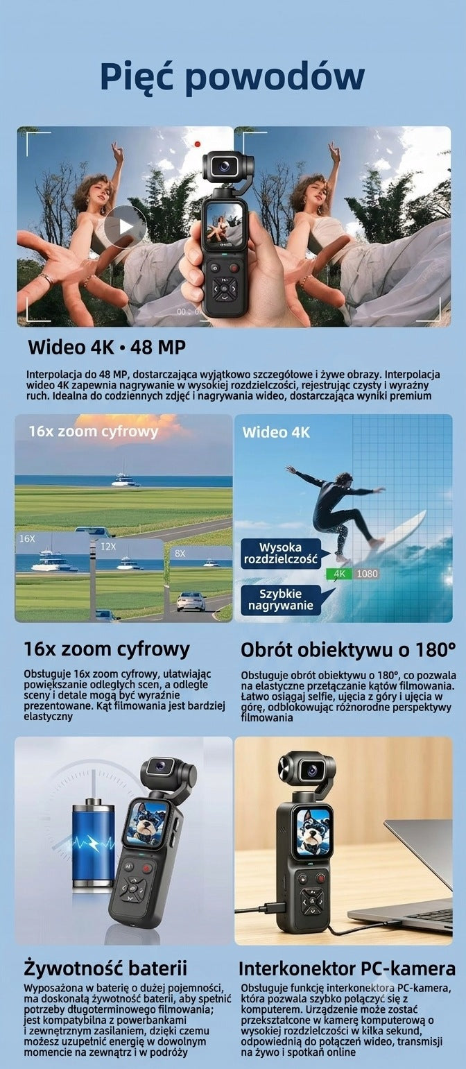 4K Pocket Sports Camera for Vlogs Outdoor Recording 16 Zoom Manufacturer code 08525893900