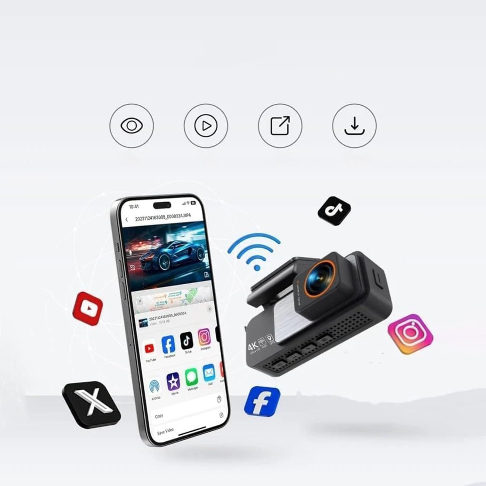 4K UHD VIDEO RECORDER DASH CAM GPS WIFI G-Sensor Night Vision FRONT&Rear Manufacturer code jnnfghnfgbnf