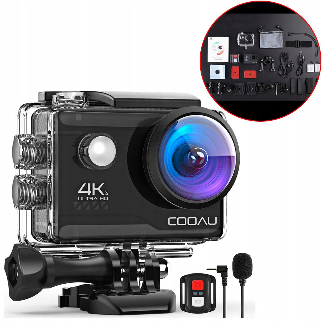 4K UHD WIFI SPORTS CAMERA WITH EIS WATERPROOF 40M BLACK SET