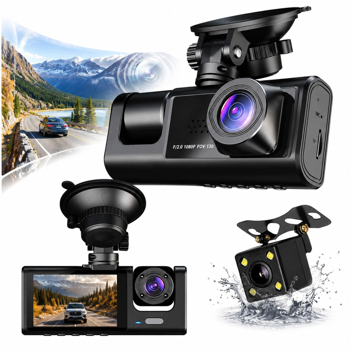 4K ULTRA HD Video Recorder Front + Rear GPS WiFi Car Camera 170°