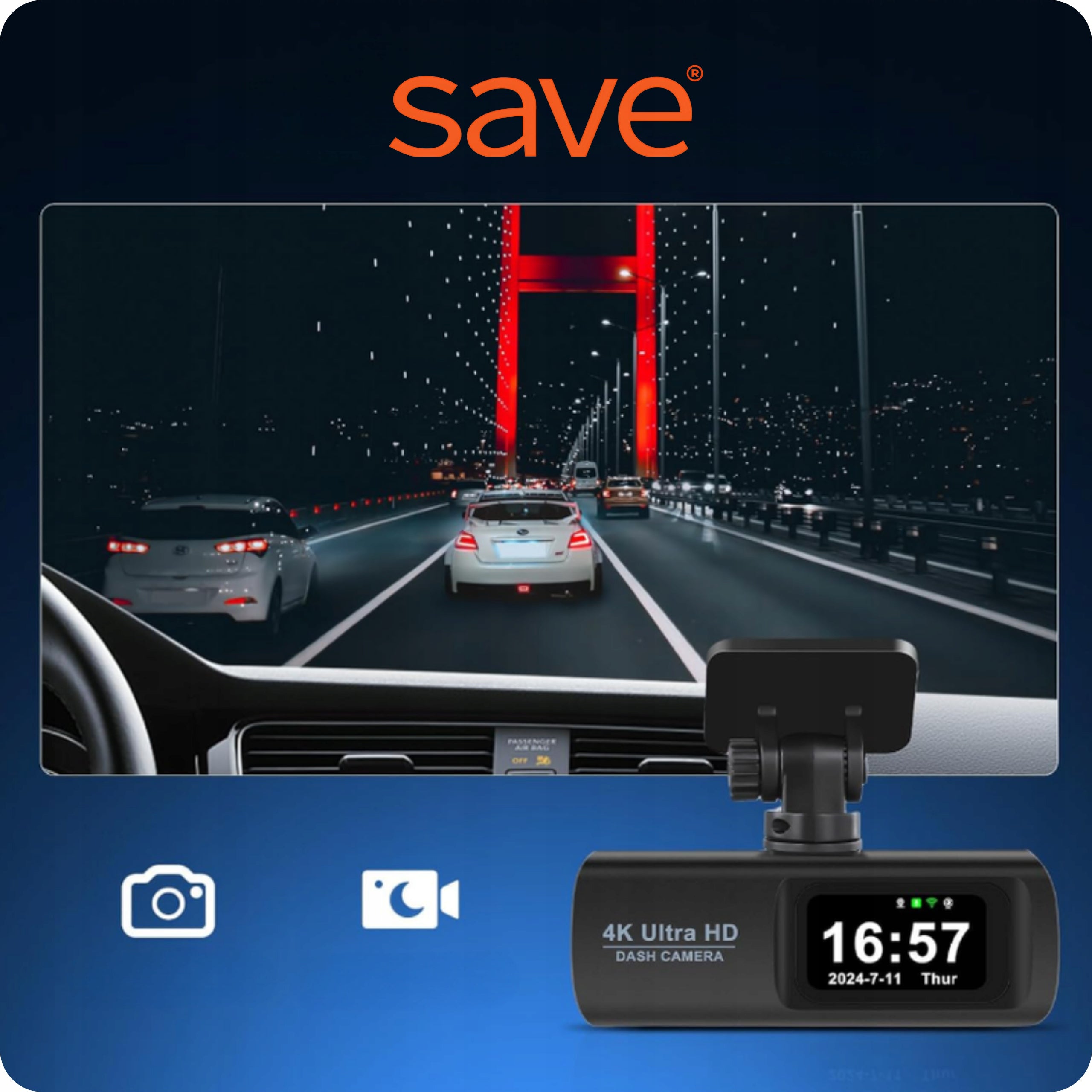 4K VIDEO RECORDER REVERSING CAMERA 2K WIFI GPS MENU PL PARKING MODE Model Wideo Rejestrator S-700 4K