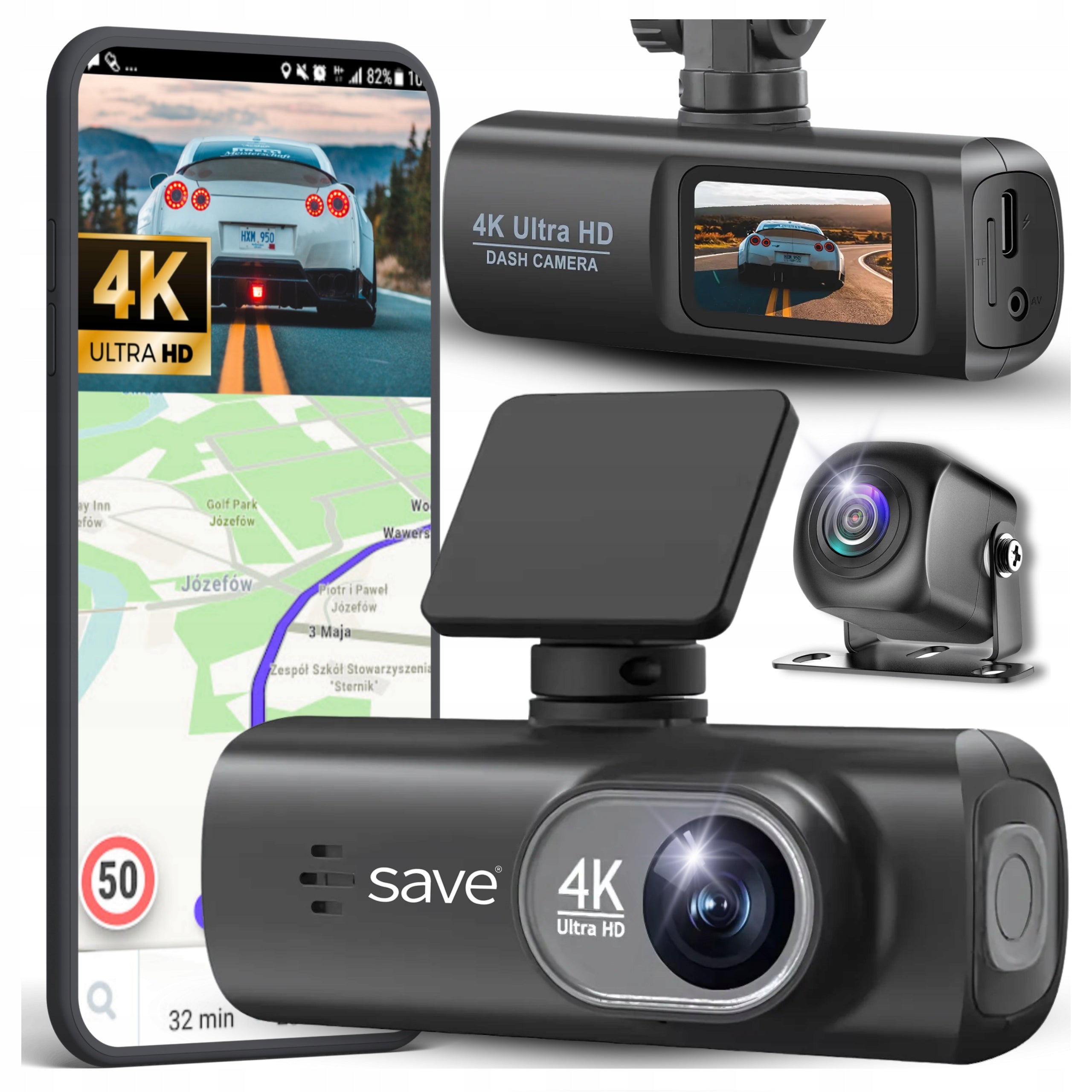4K VIDEO RECORDER REVERSING CAMERA 2K WIFI GPS MENU PL PARKING MODE