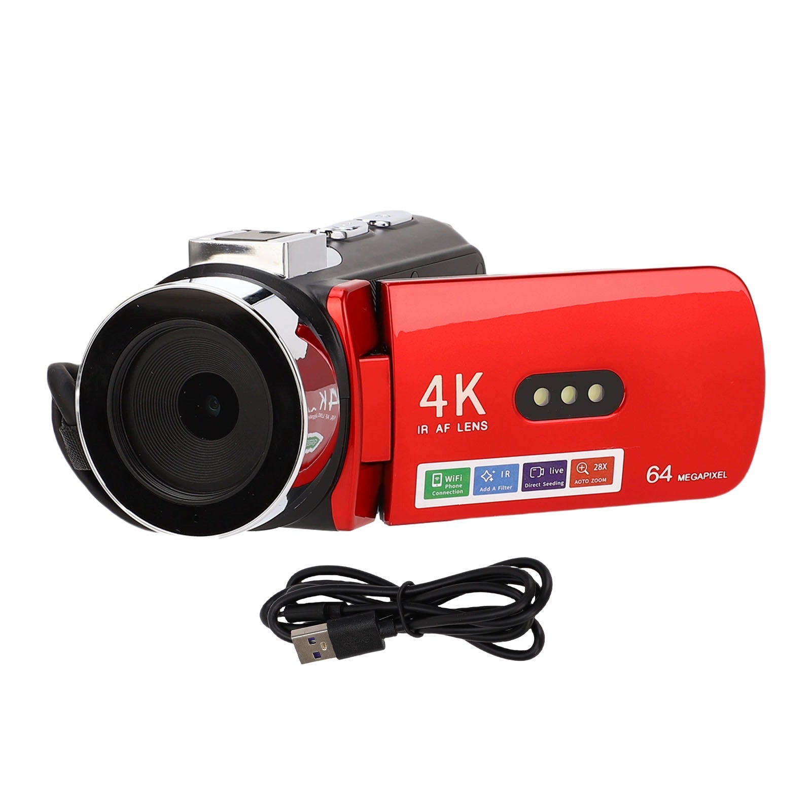 4K Video Camera 64 MP WiFi Vlog Camera With 3,0 Inch HC Screen Resolution 1 Mpx
