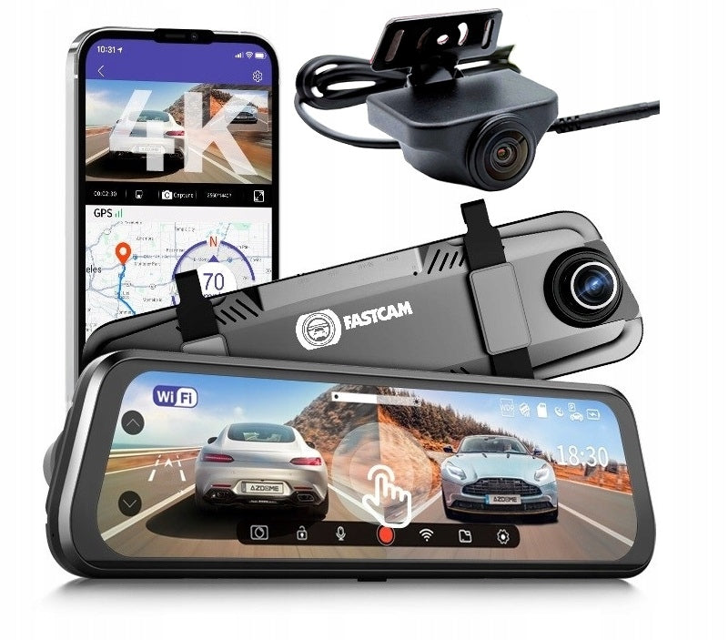 4K WIFI Car Camera Video Recorder In Mirror With New Rear Camera