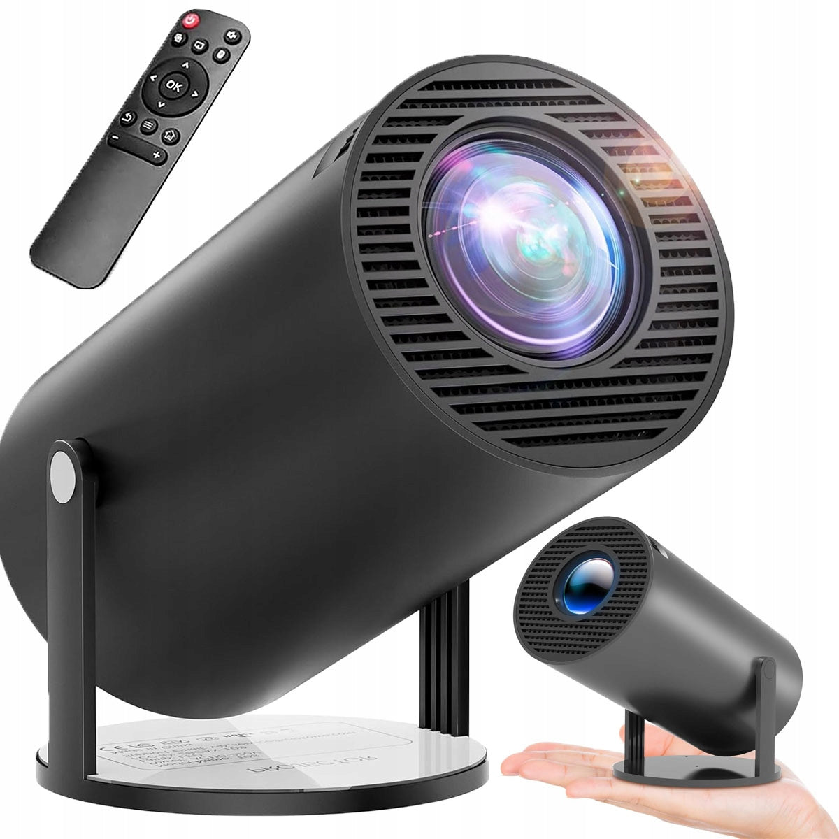 4K WIFI PROJECTOR ANDROID 11.0 MINI BLACK FOR HOME THEATER BT5.0 1280*720P