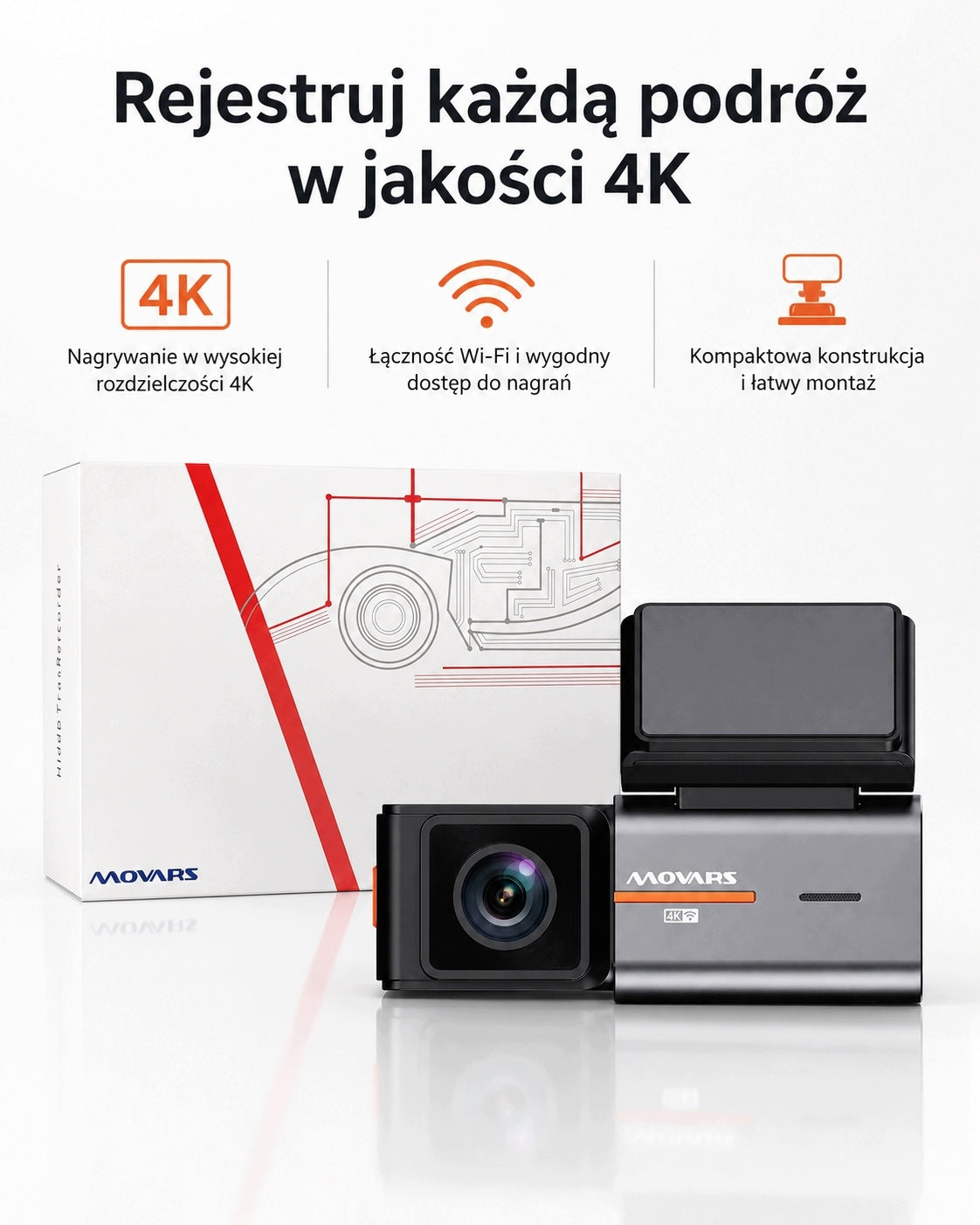 4K WiFi Car Camera Front Rear Video Recorder MOVARS Manufacturer code 5903181485435