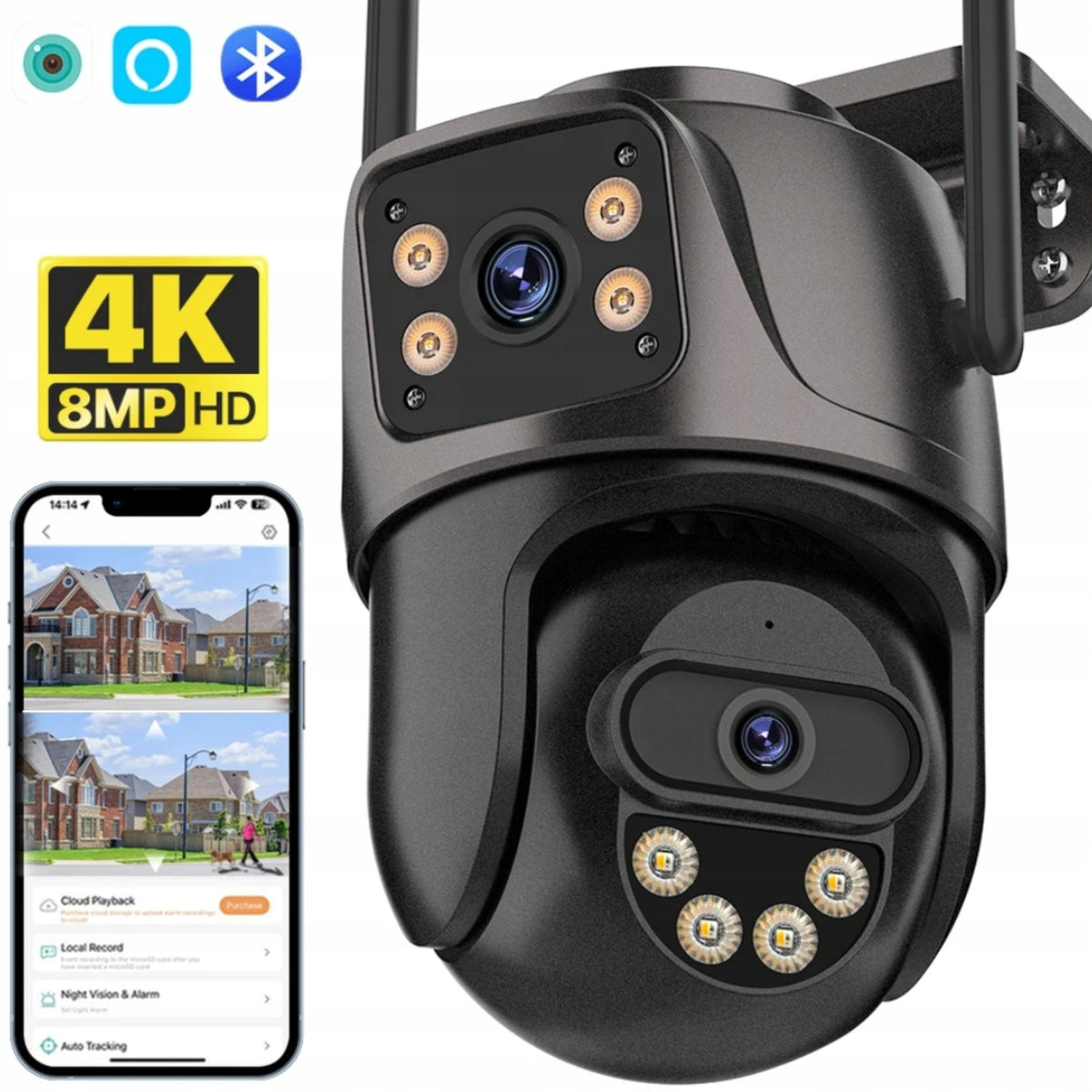 4K Wireless Dome Monitoring Camera Rotating With Two Lenses