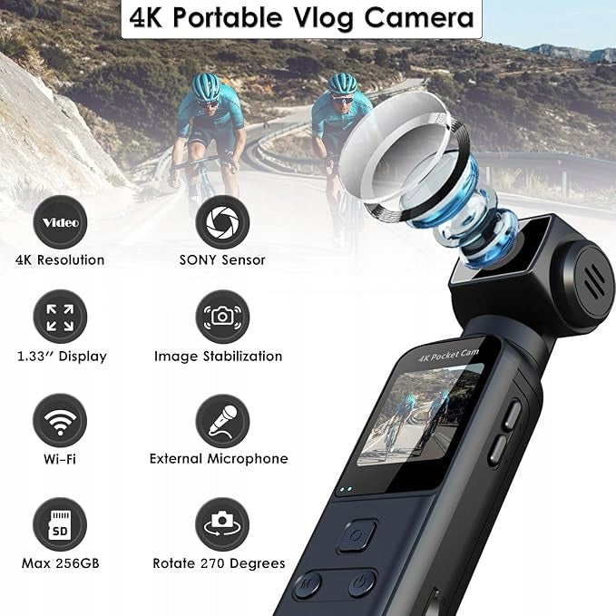 4K ydi sports camera 270° rotation, external microphone, 64GB card Manufacturer code 8525891900