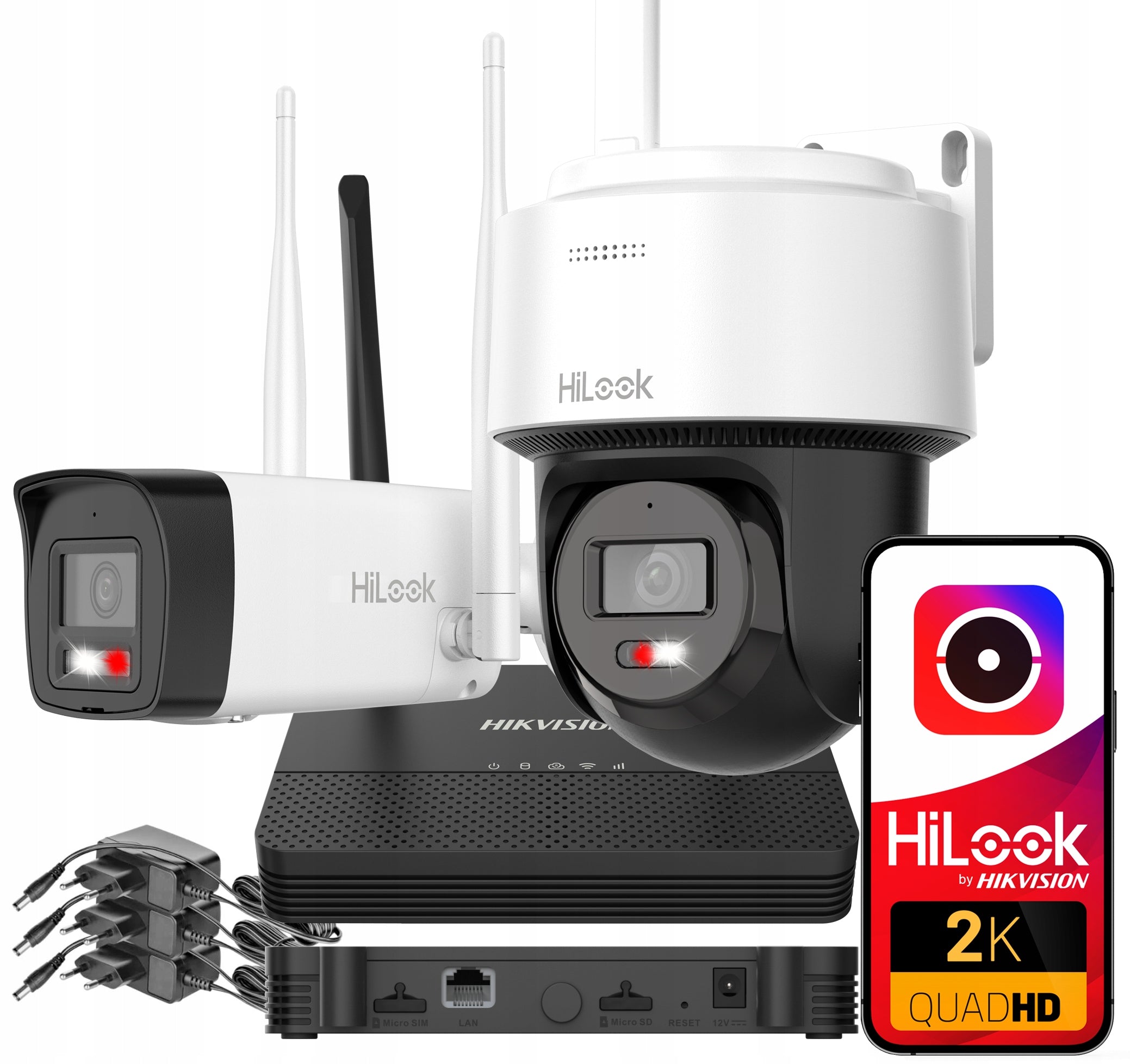 4MP 2K Hikvision HiLook Outdoor Rotating Camera WiFi Monitoring Kit