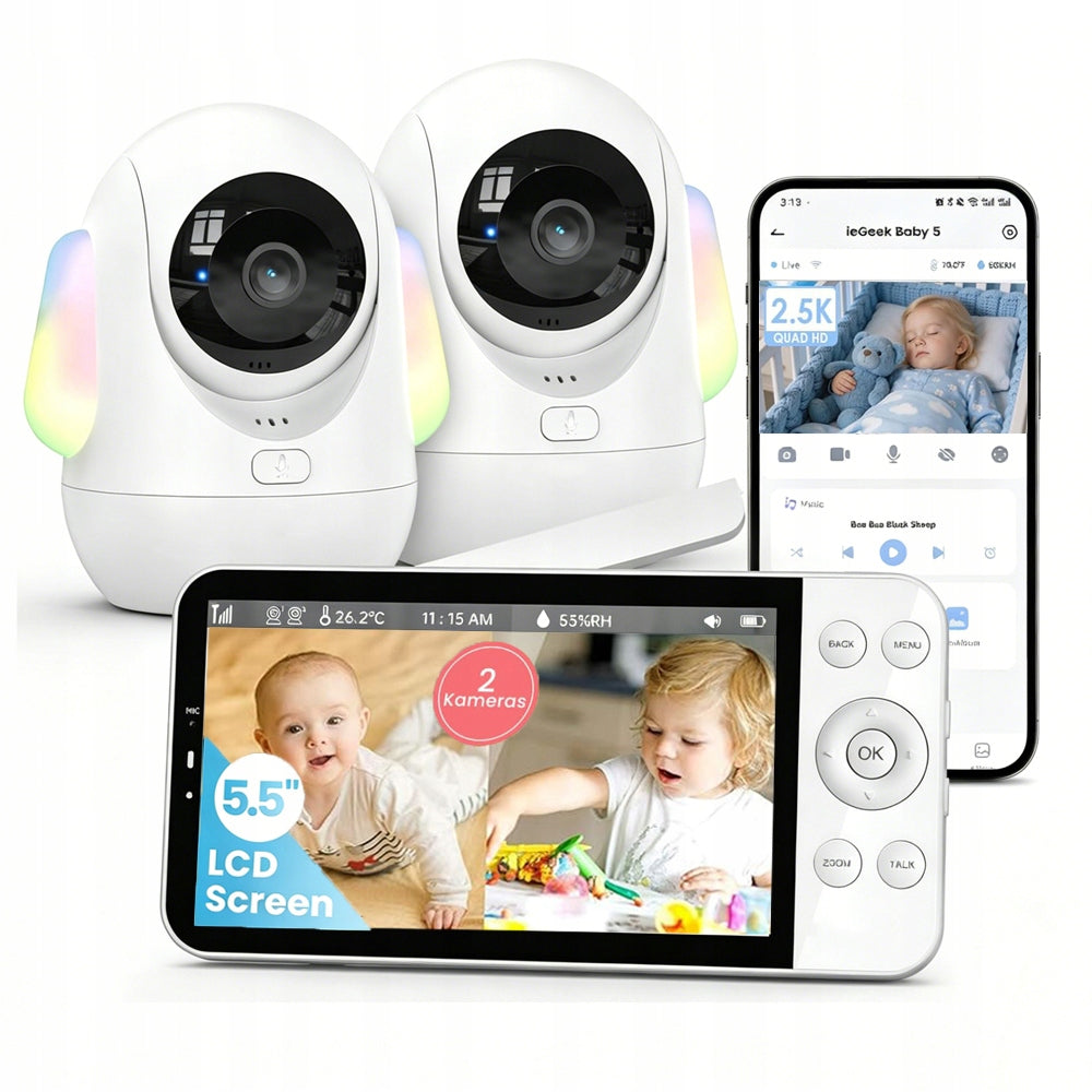 4MP BABY MONITOR WITH 2 CAMERA WIFI ROTATING + 5.5" 4XZOOM LCD MONITOR