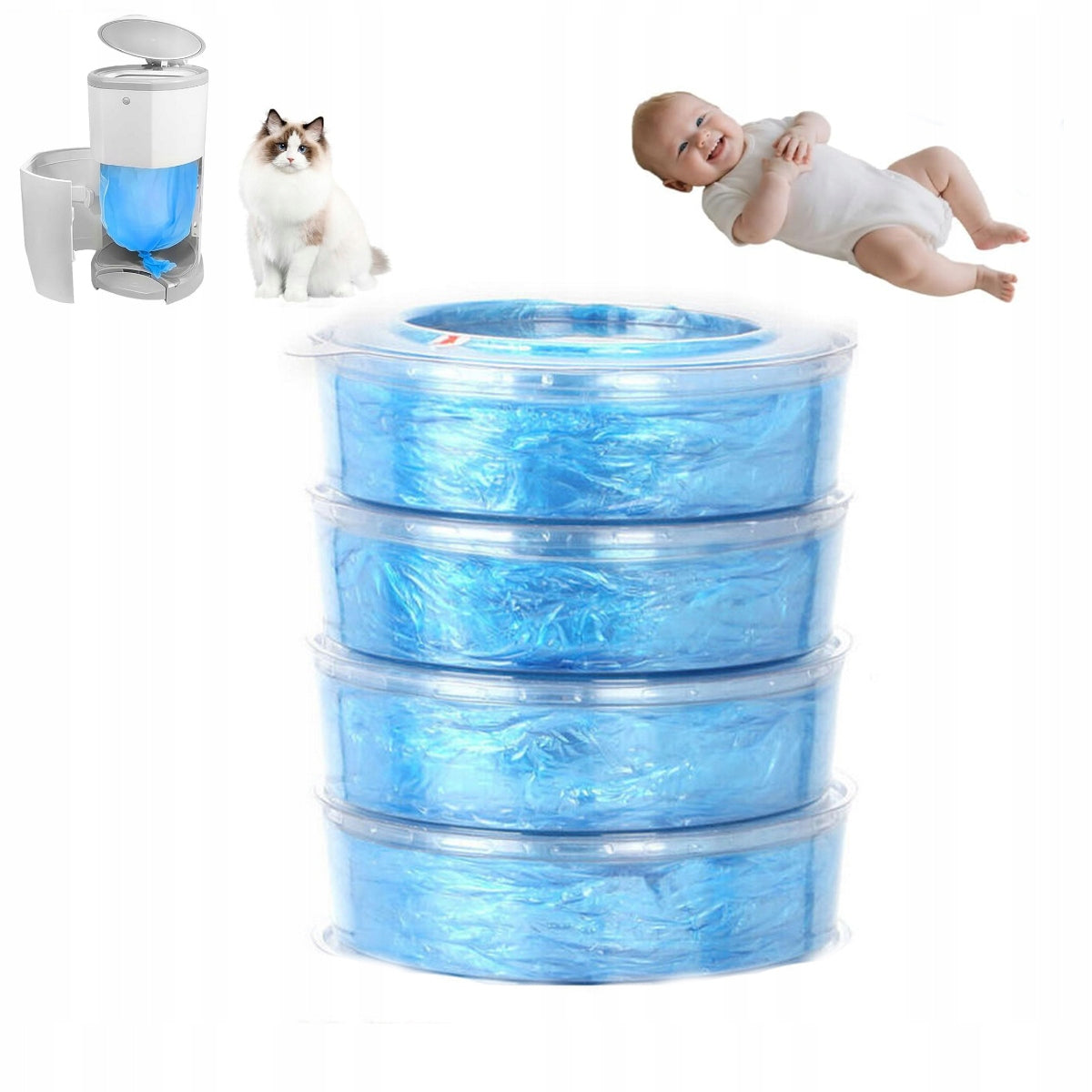4PCS FOR ANGELCARE REFILLS CARTRIDGE FOR DIAPER CONTAINER BAGS