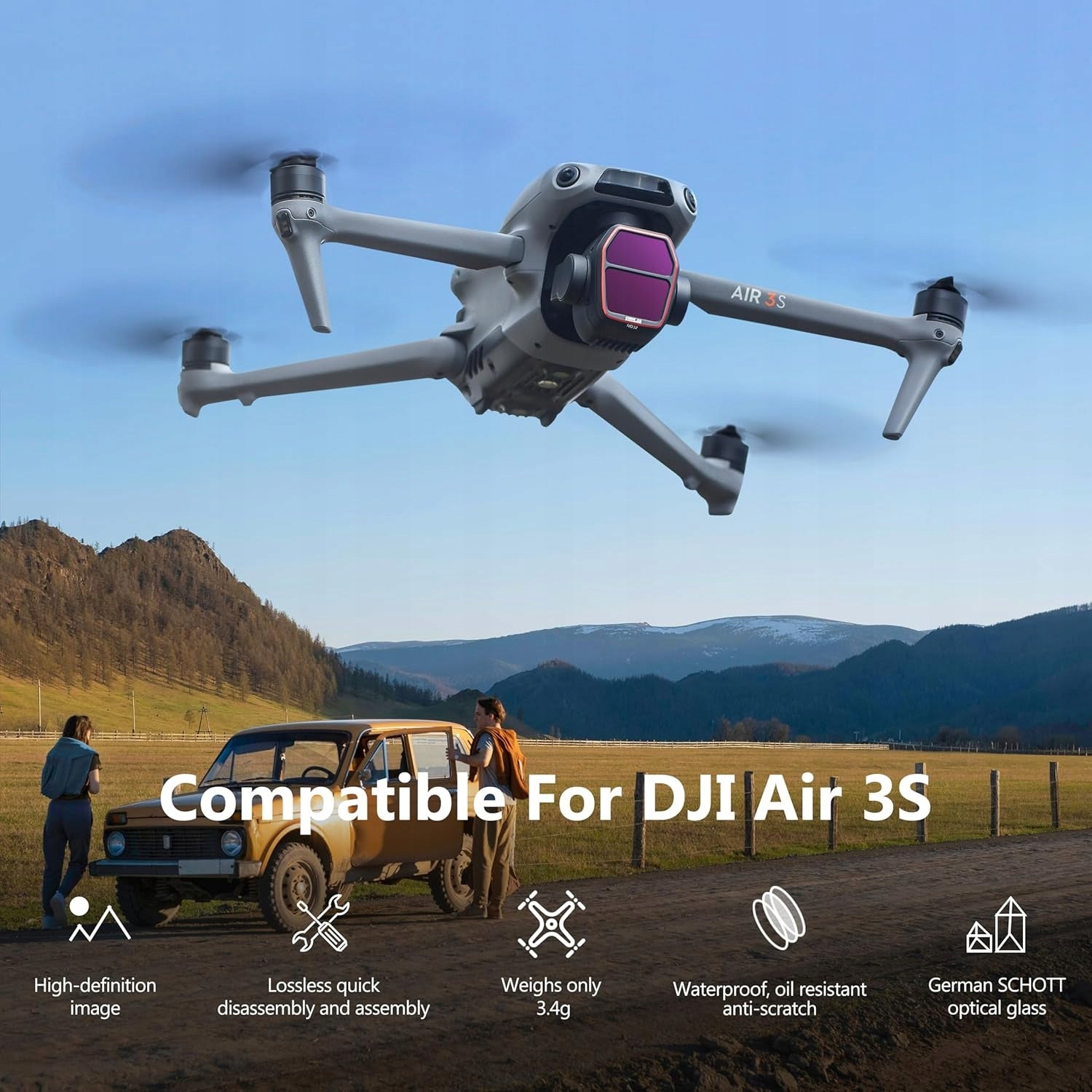 4PCS LENS FILTER SET FOR DJI AIR 3S CPL / ND16 / ND64 / ND256 Manufacturer code 1154733