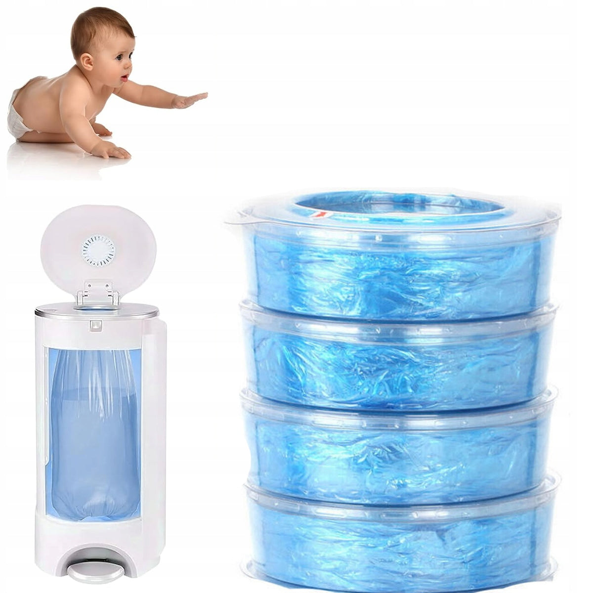 4PCS REFILLS DIAPER BASKET BAGS FOR DIAPER GENIE ANGELCARE MINCHKIN Packaging status original