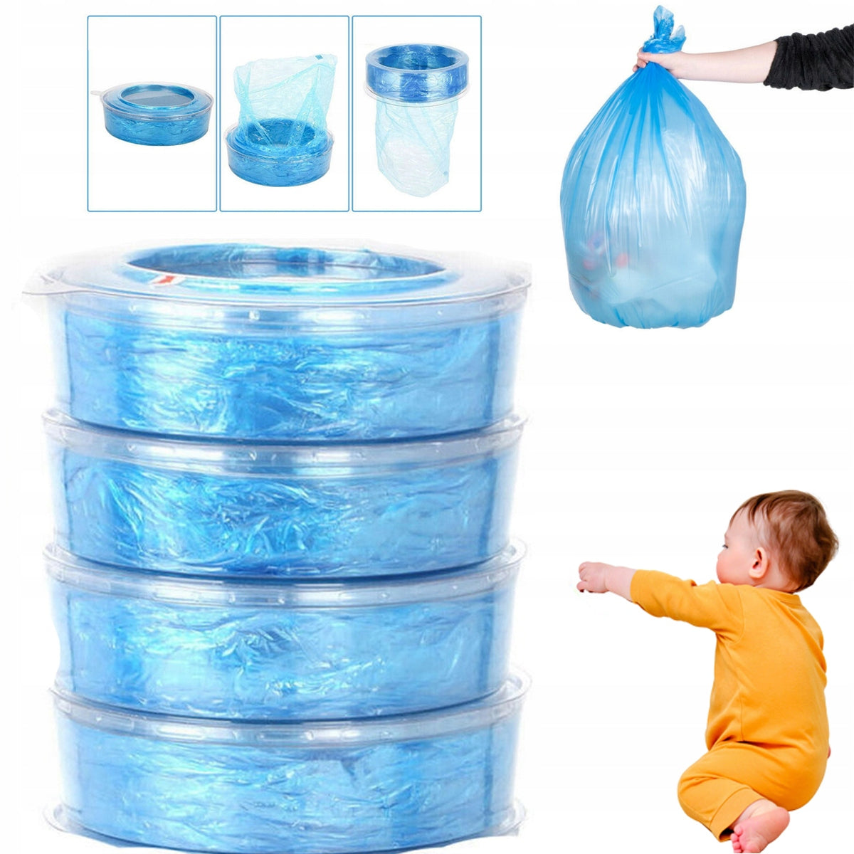 4PCS REFILLS DIAPER BASKET BAGS FOR DIAPER GENIE ANGELCARE MINCHKIN