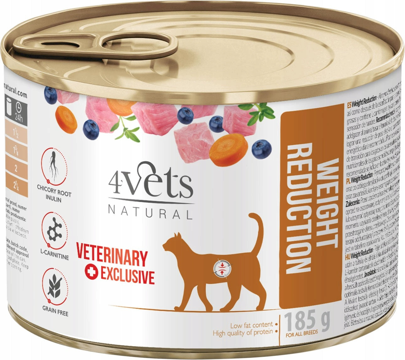 4VETS Natural WEIGHT REDUCTION Cat Food 185g Packaging status original