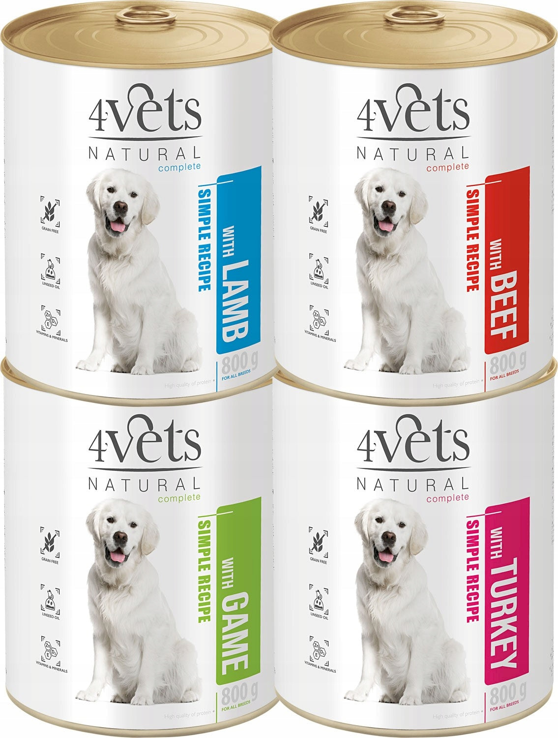 4VETS Natural Wet Dog Food with Venison 800g Brand 4Vets Natural