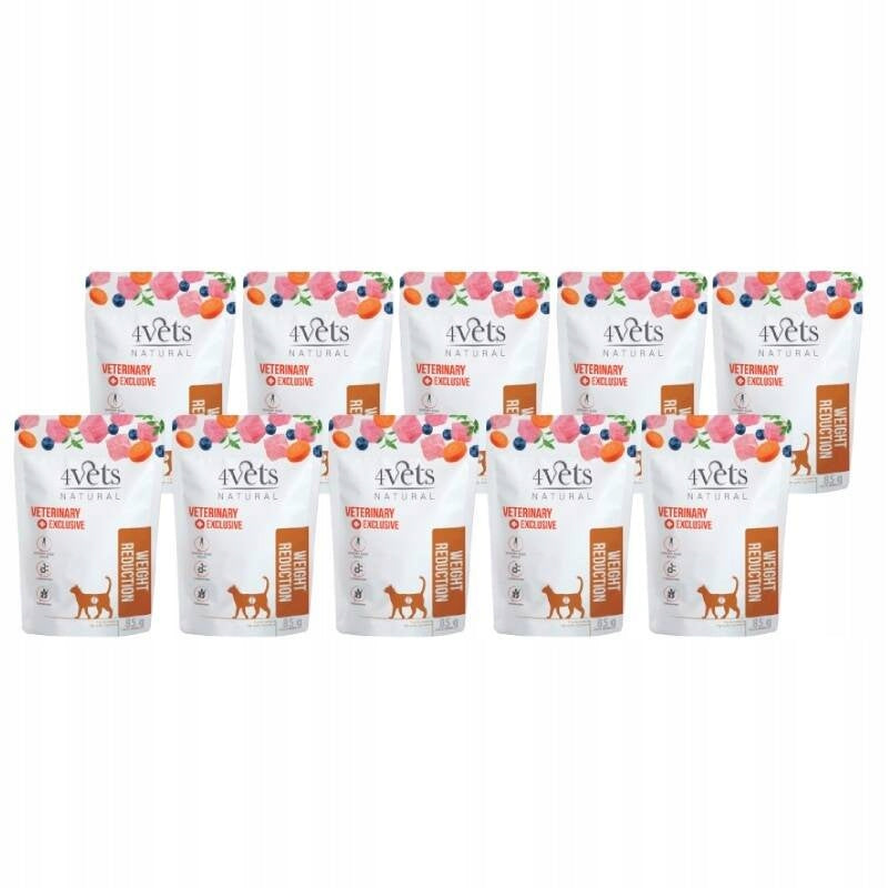 4Vets Natural Weight Reduction Wet Cat Food Overweight Set 10x85g