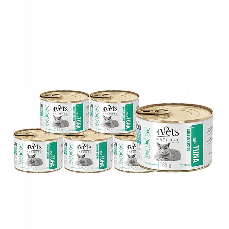 4Vets Natural Wet Cat Food with Tuna Set of 6 x 185 g