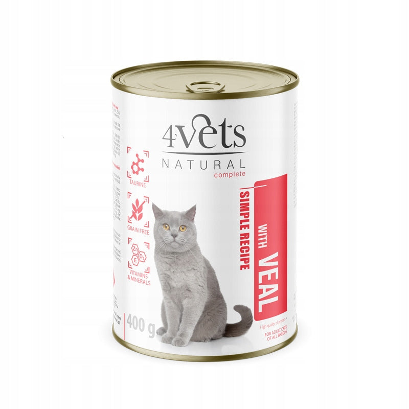 4Vets Natural Wet Cat Food with Veal 400 g