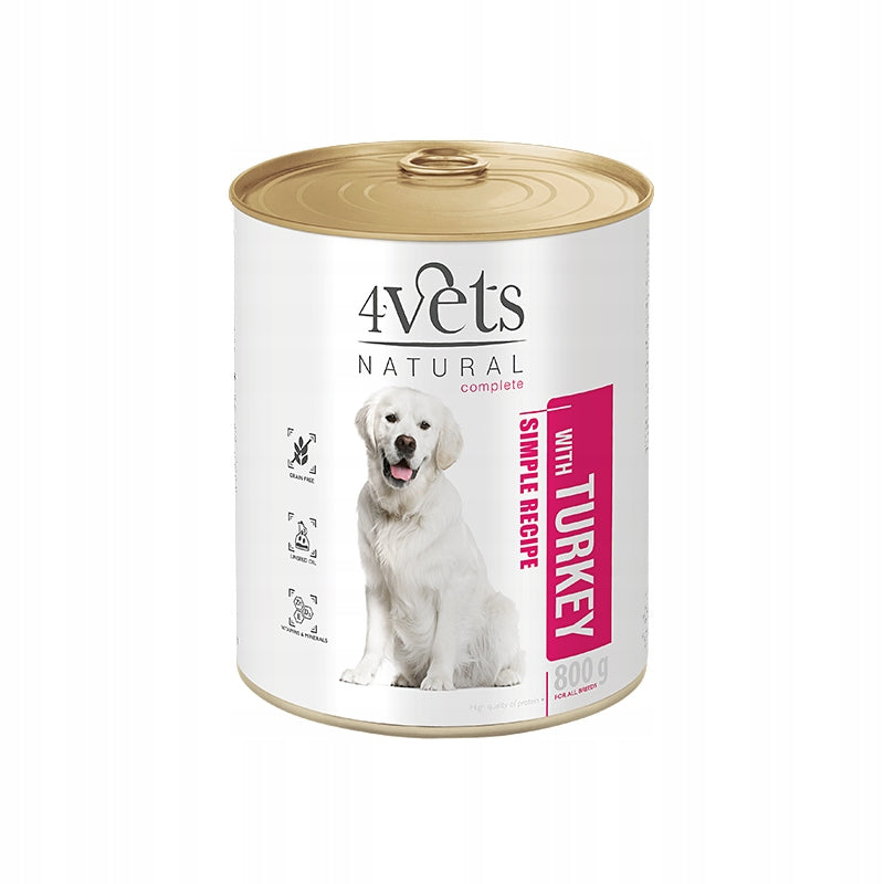 4Vets Natural Wet Dog Food Turkey 12 x 800 g Brand 4Vets Natural
