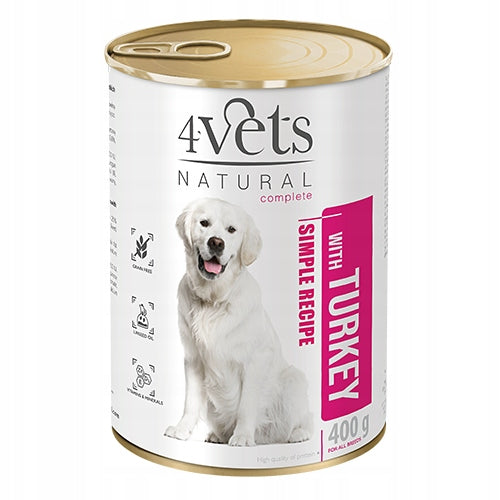 4Vets Natural Wet Dog Food with Turkey Can 400 g Brand 4Vets Natural