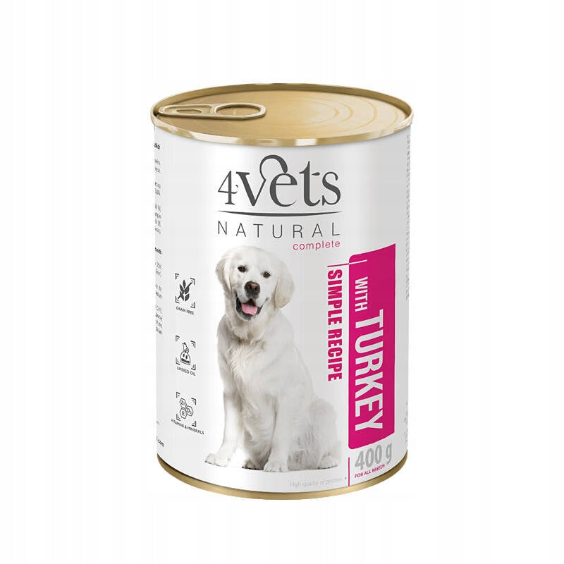 4Vets Natural Wet Dog Food with Turkey Can 400 g