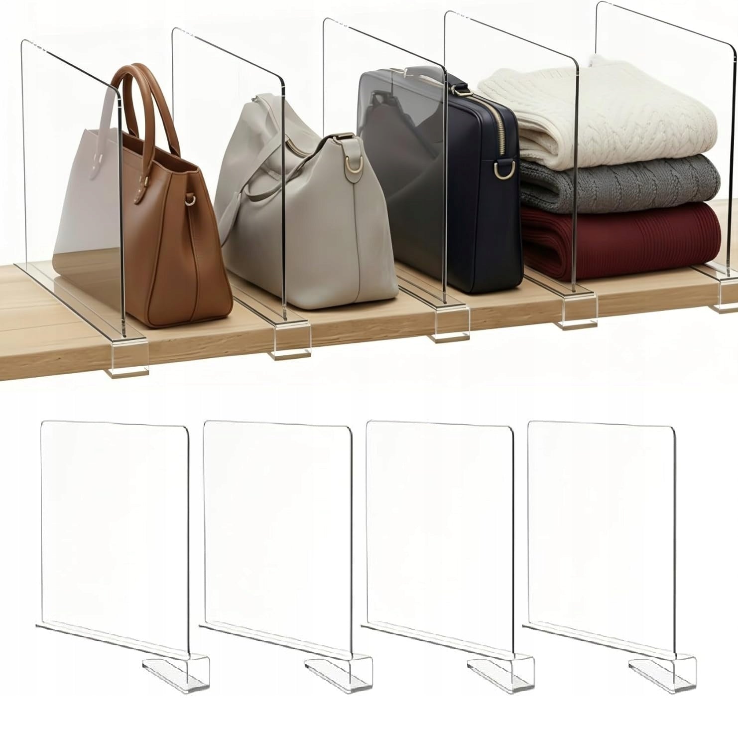 4X ACRYLIC PARTITION WALL ORGANIZER FOR STORAGE RACK CABINET SEPARATOR Brand no brand