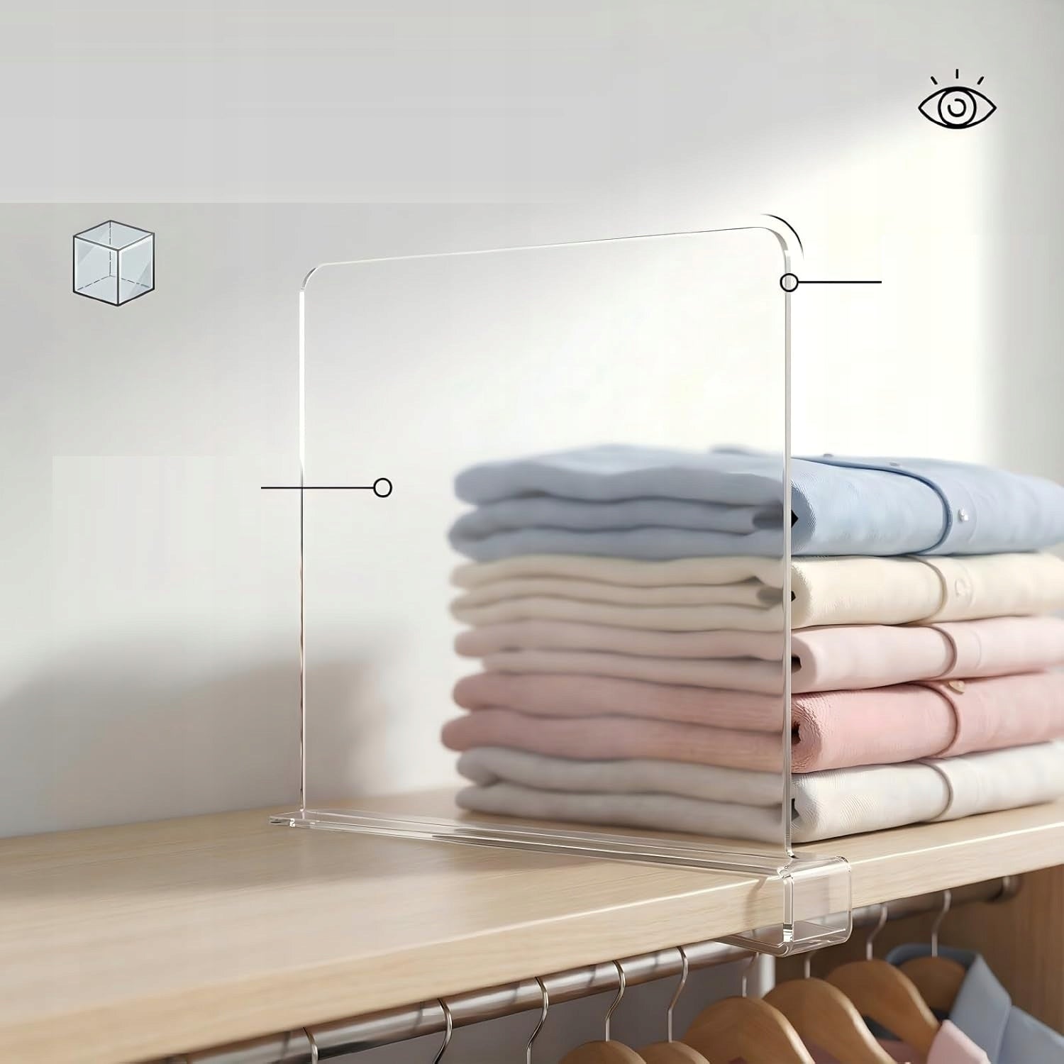 4X ACRYLIC PARTITION WALL ORGANIZER FOR STORAGE RACK CABINET SEPARATOR Kind wardrobe organizer