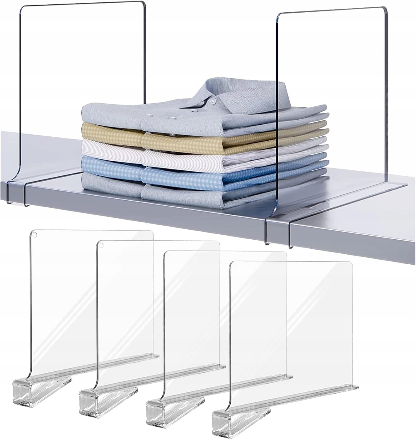 4X ACRYLIC PARTITION WALL ORGANIZER FOR STORAGE RACK CABINET SEPARATOR