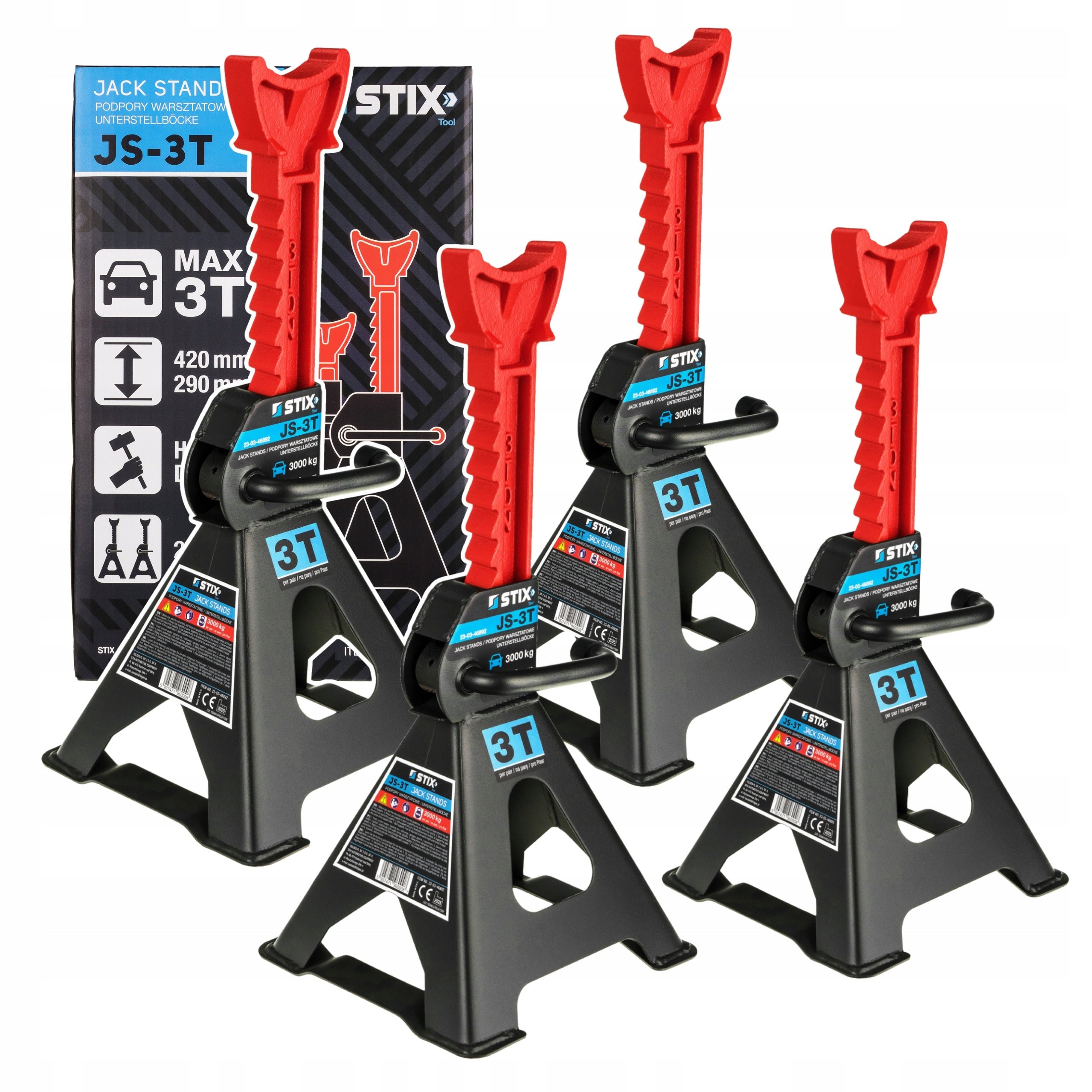 4X CAR STANDS WORKSHOP SUPPORTS ADJUSTABLE STRONG 3T