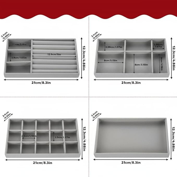 4X JEWELRY ORGANIZER CARTRIDGE FOR CABINET DRAWER STORAGE Packaging status original