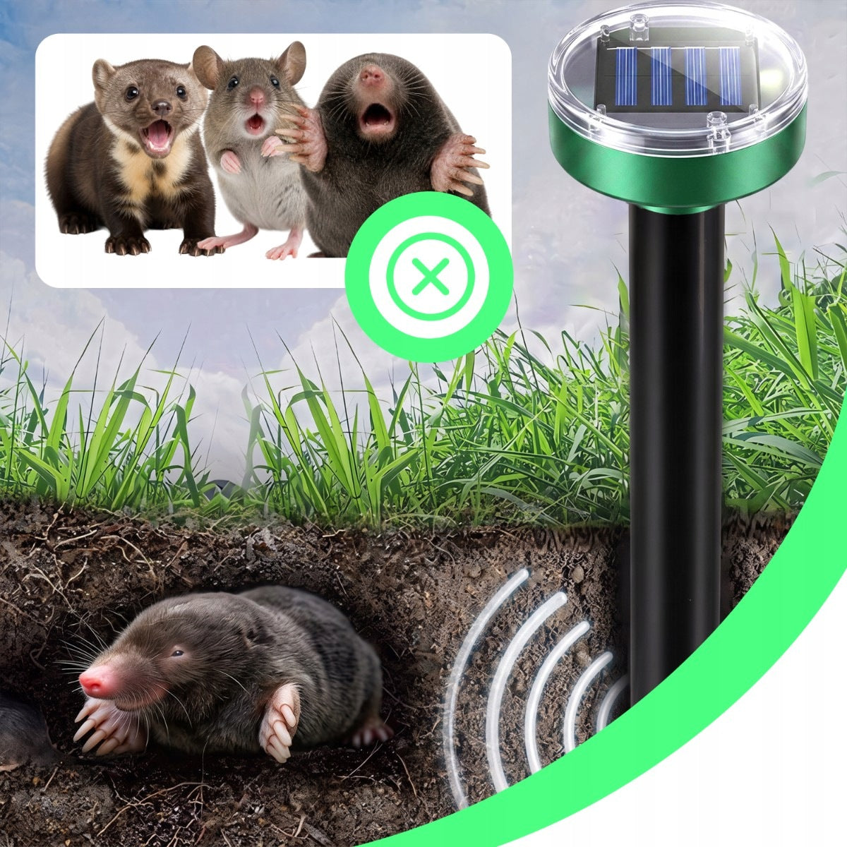 4X MOLE REPELLENT STRONG SOLAR MOLES GARDEN VOLES FOR DETERRENCE Manufacturer code 4X ODSTRASZACZ KRETÓW ER1124