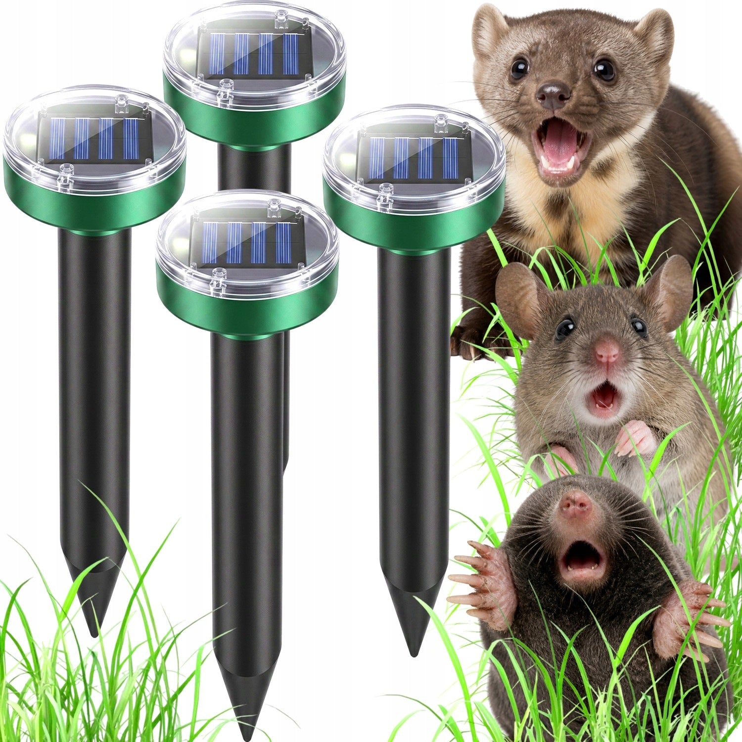 4X MOLE REPELLENT STRONG SOLAR MOLES GARDEN VOLES FOR DETERRENCE