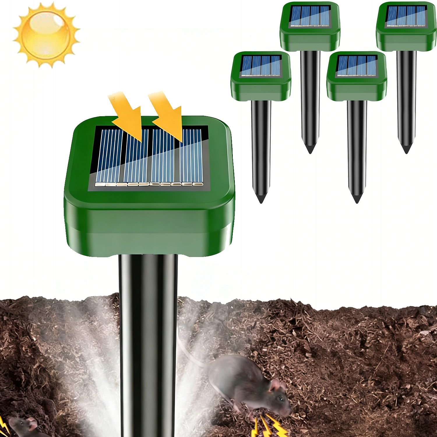 4X STRONG DETERRENT FOR MOLES VOLES MICE MARTENS SOLAR RODENTS
