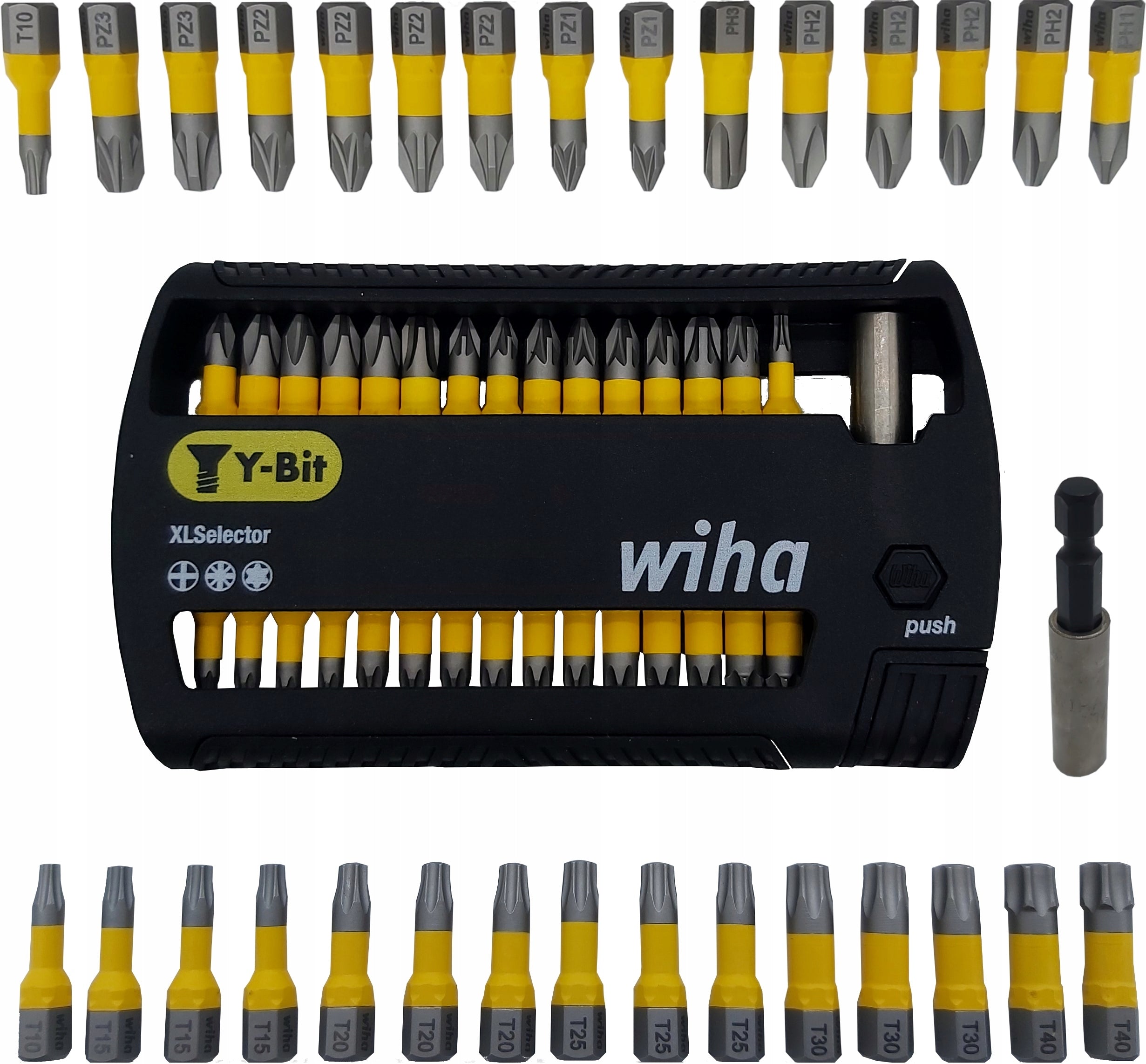 Atsuktuvų antgalių rinkinys Wiha XLSelector PH/PZ/Torx, 25 mm