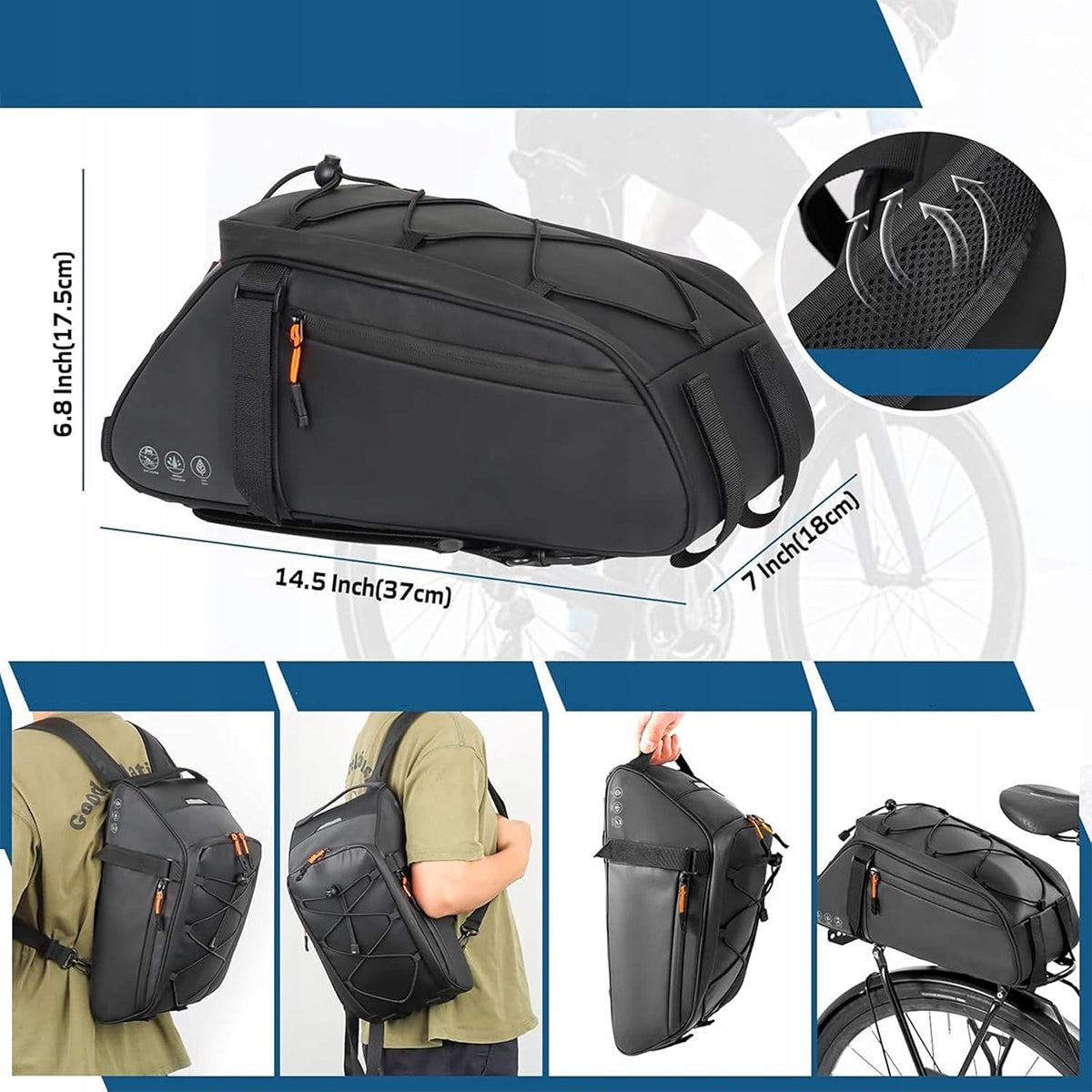 4in1 BICYCLE POUCH BICYCLE BAG TRUNK LARGE ROOMY 10L Packaging status original