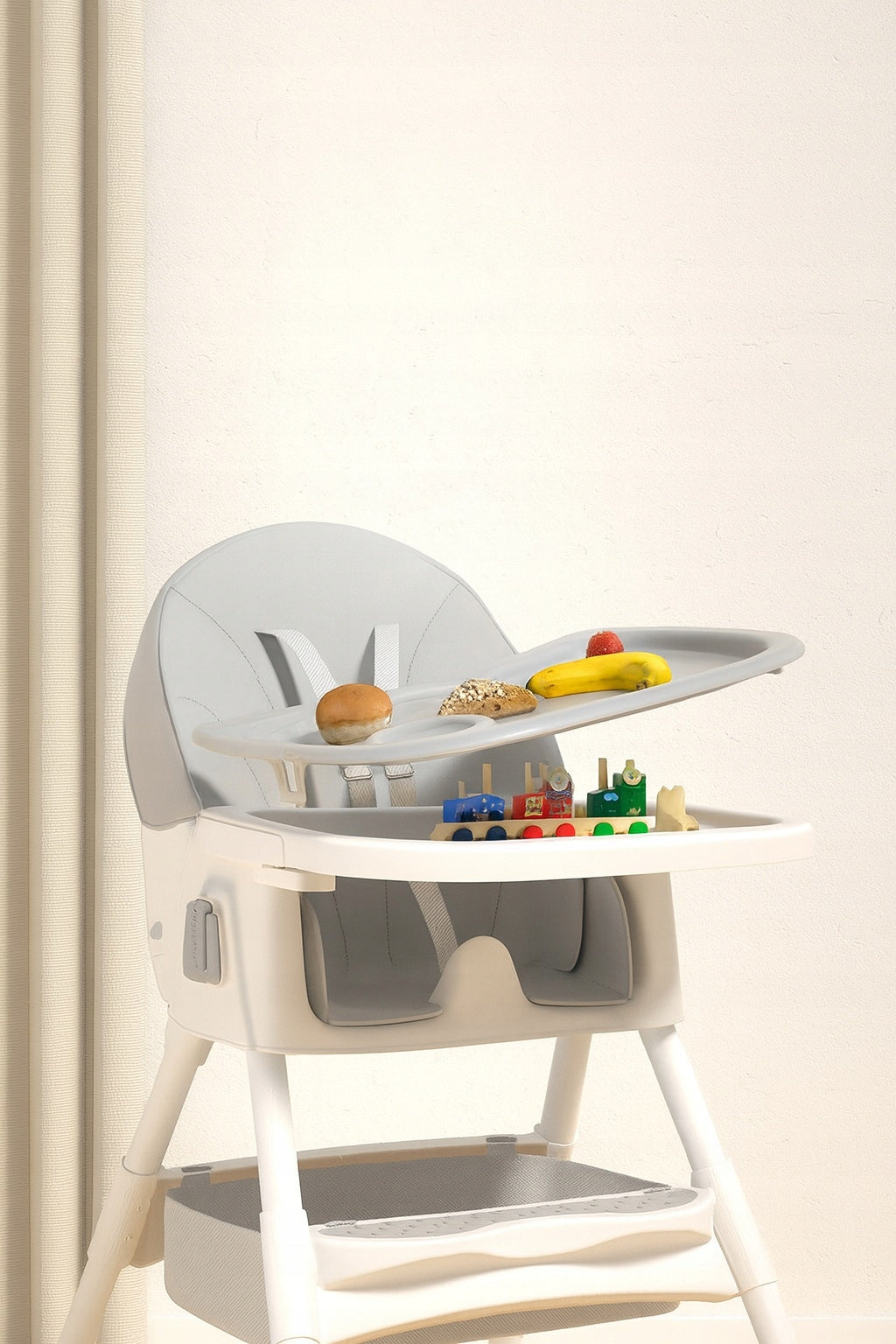 4in1 Folding Baby Seat Highchair Tray Grey Packaging status original