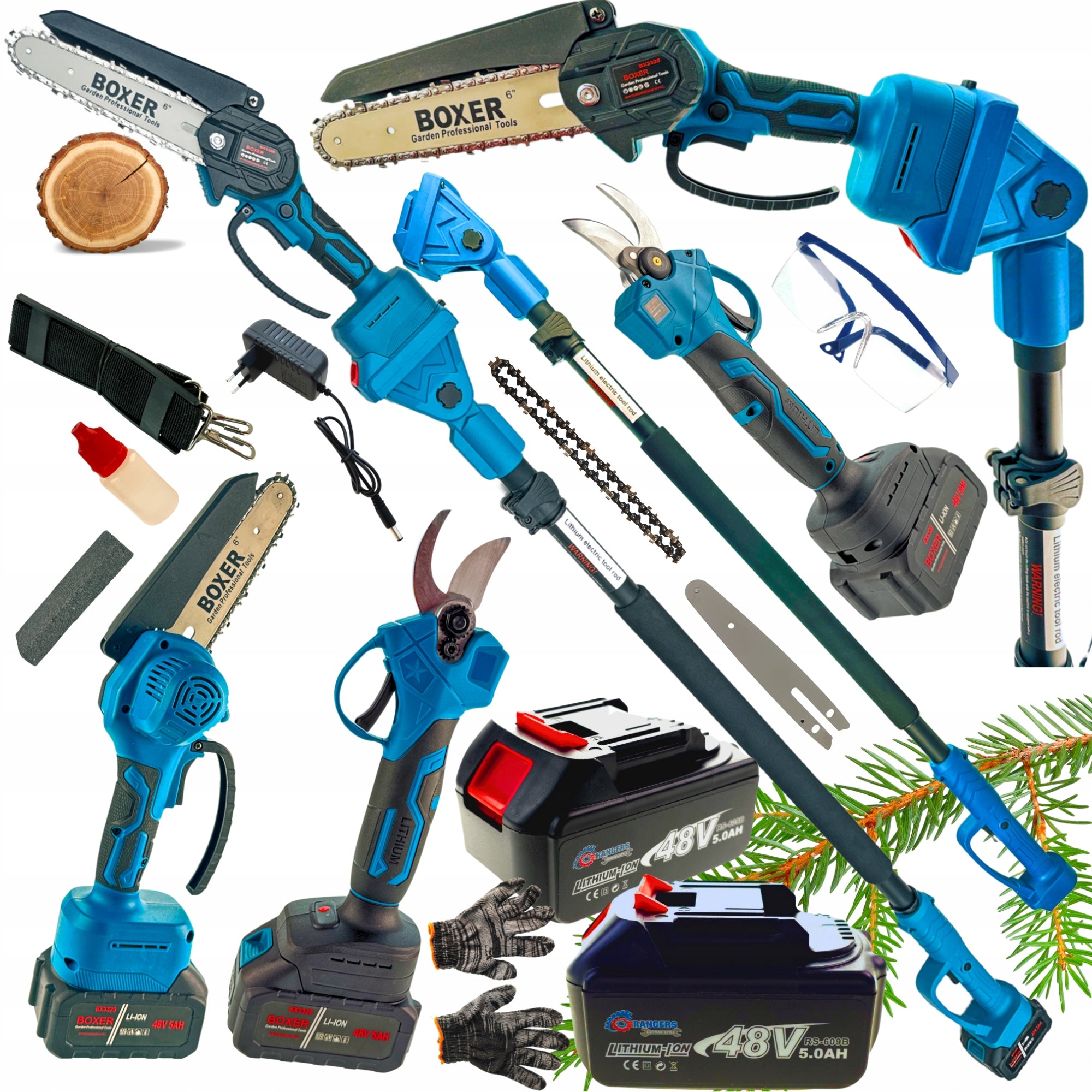 4in1 GARDENING TOOL SET ON TELESCOPIC BOOM 2xACCUMULATOR