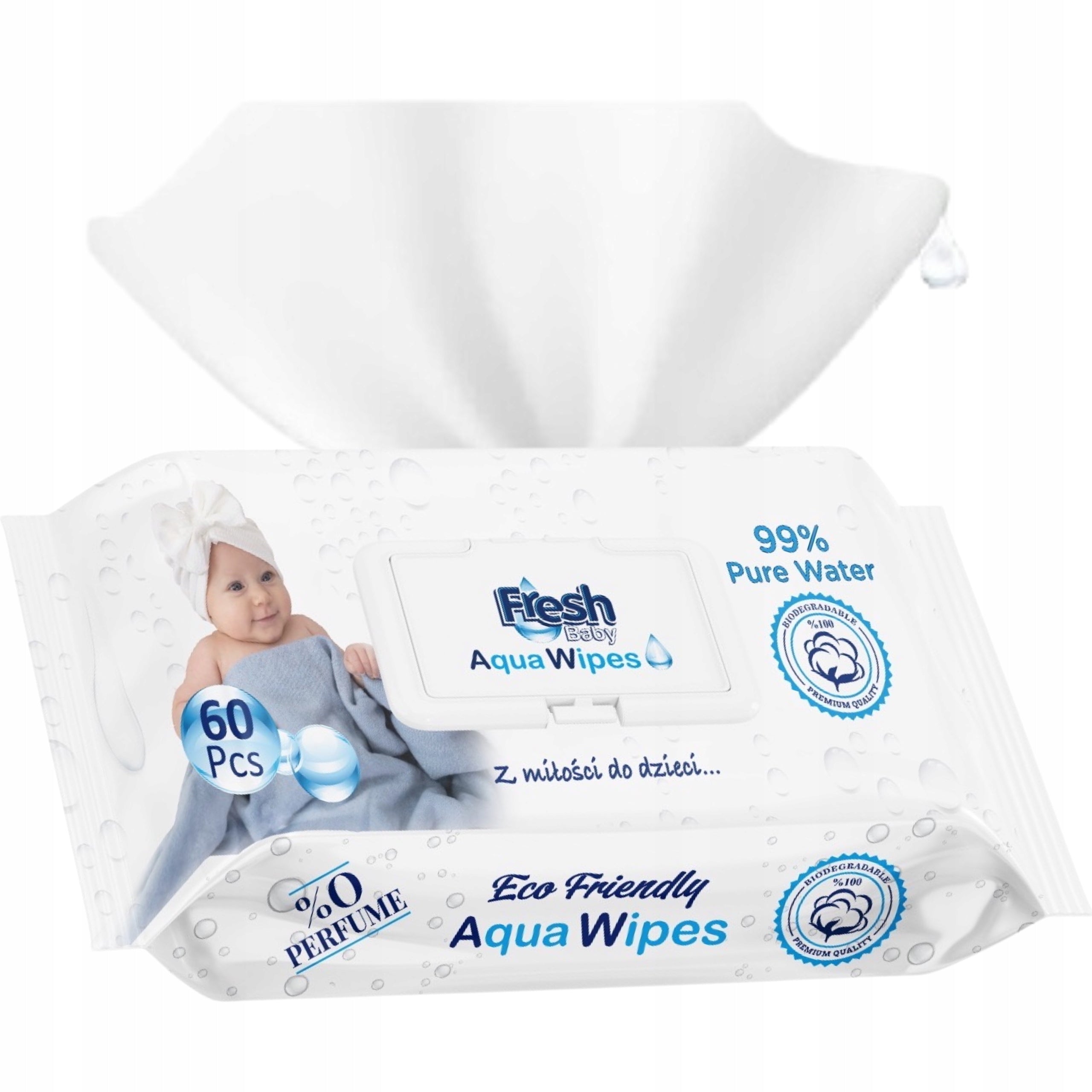 4x AQUAWIPES WET WIPES FOR KIDS AQUA WIPES WET 99% WATER 4PACK Packaging status original