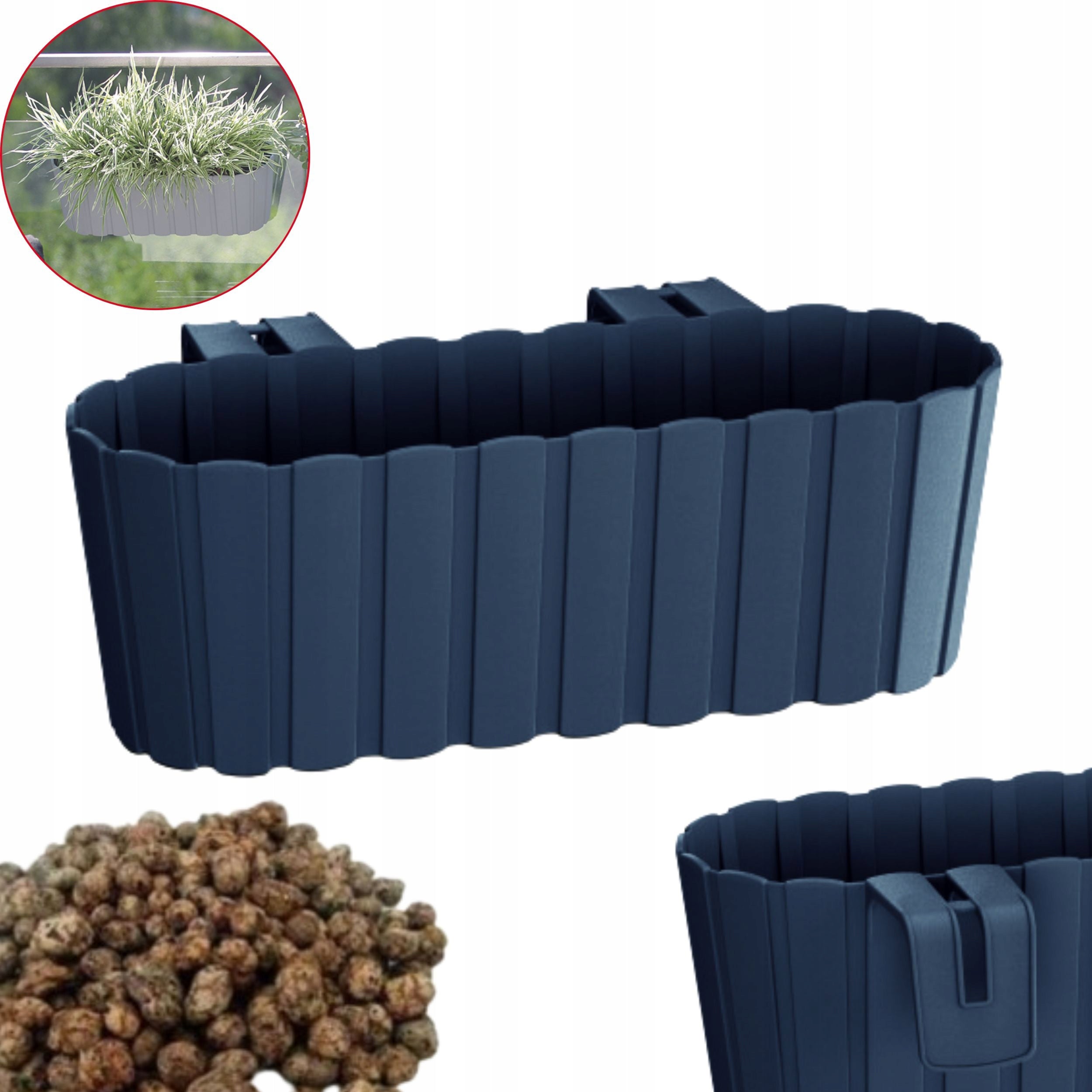 4x Balustrade box DDECZ400 Balcony flowerpot + expanded clay 4l Packaging status original