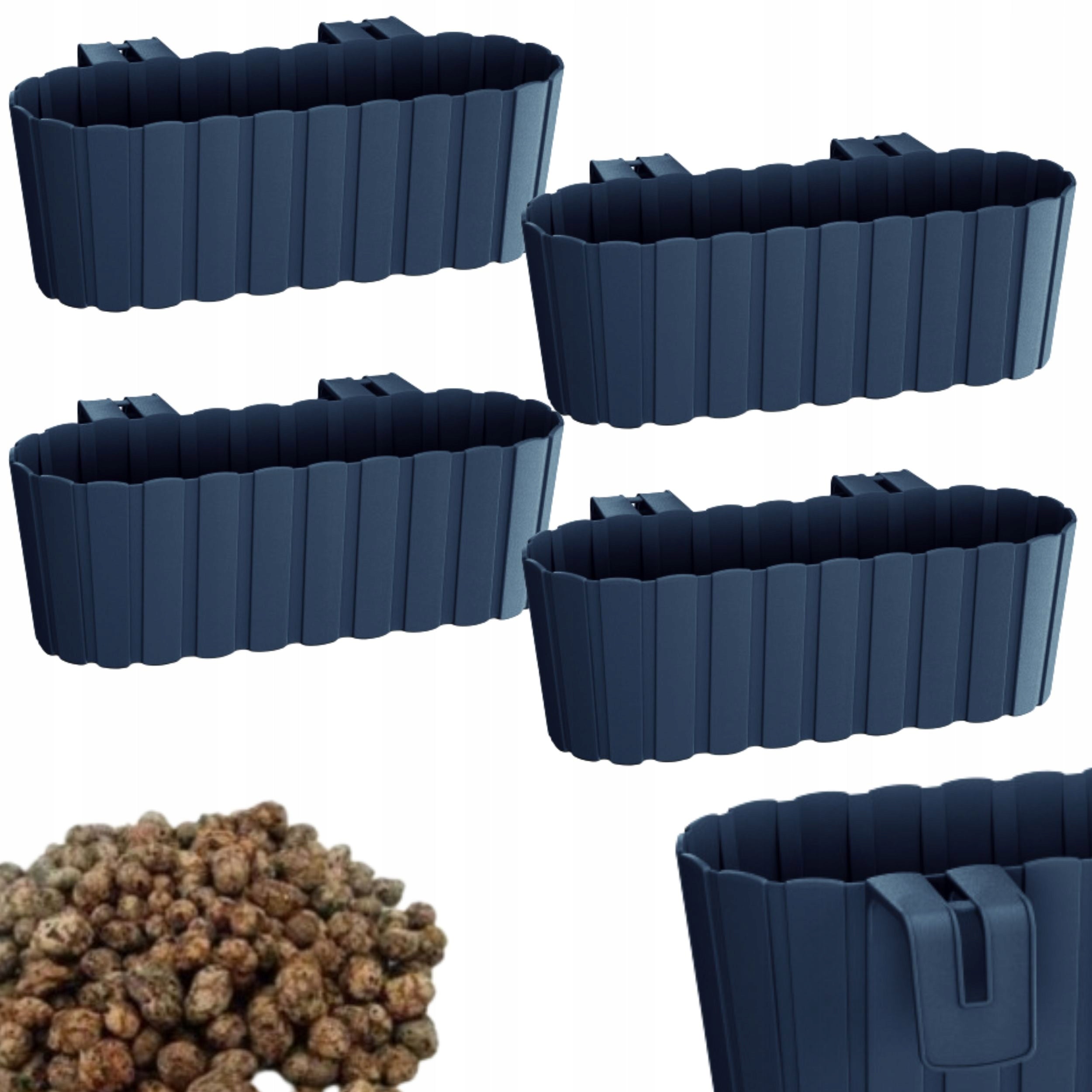 4x Balustrade box DDECZ400 Balcony flowerpot + expanded clay 4l