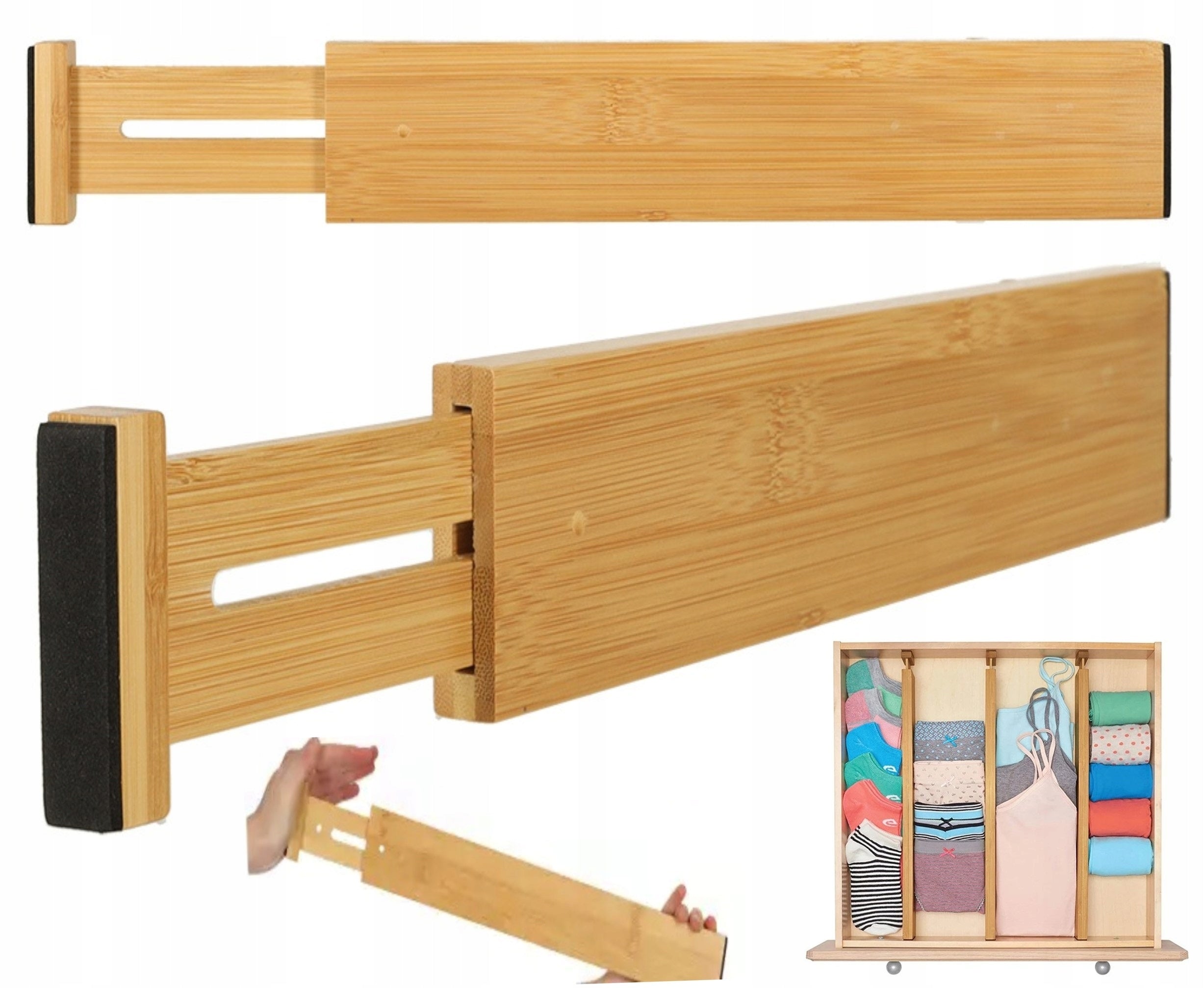 4x DRAWER ORGANIZER COMPARTMENT SEPARATOR BAMBOO COMPARTMENTS Manufacturer code 6HG0097MM