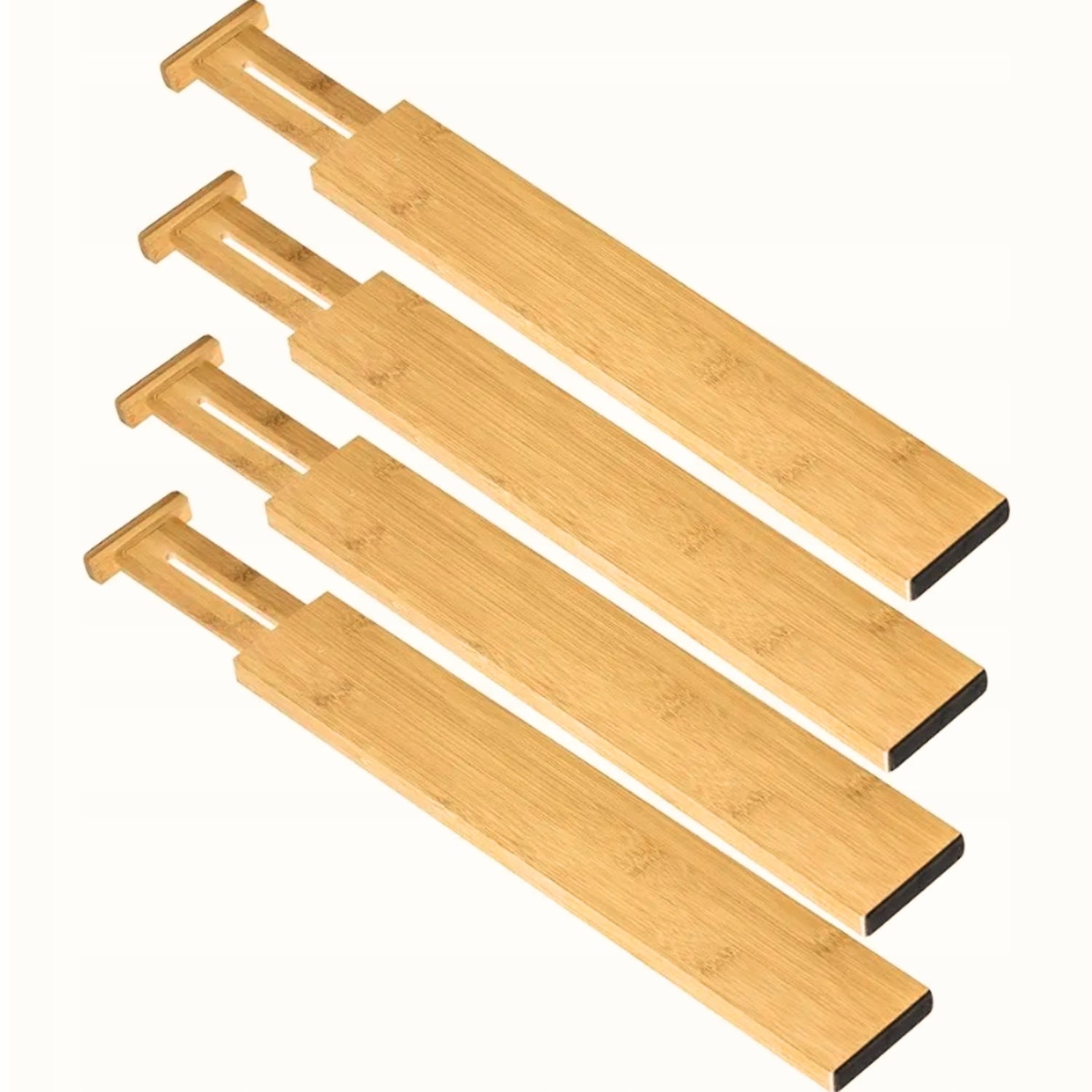 4x Drawer dividers sliding bamboo organizer separator compartment Length 56 cm