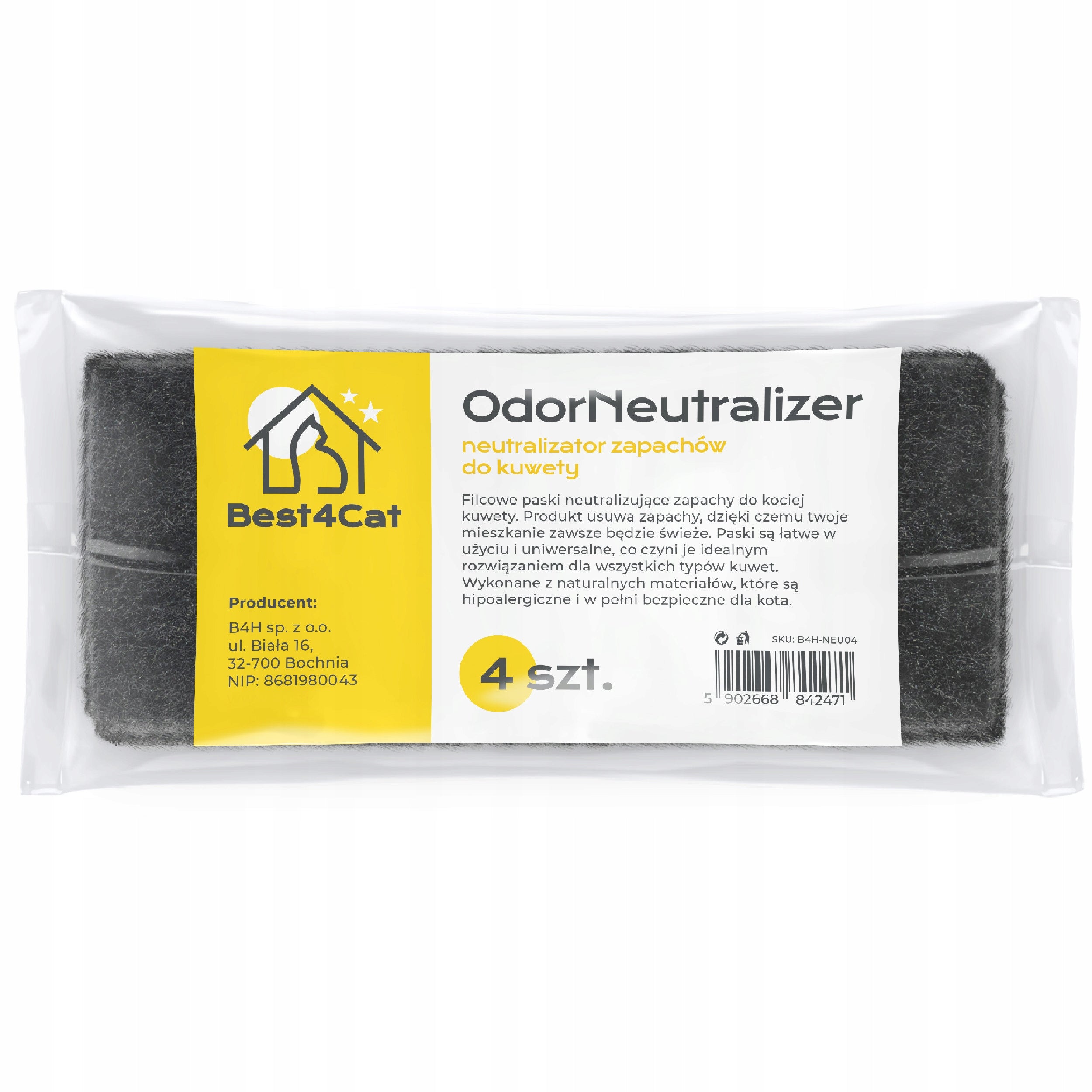 4x FILTER ODOR NAUTRALIZER FOR CAT LITTER BOX Color black