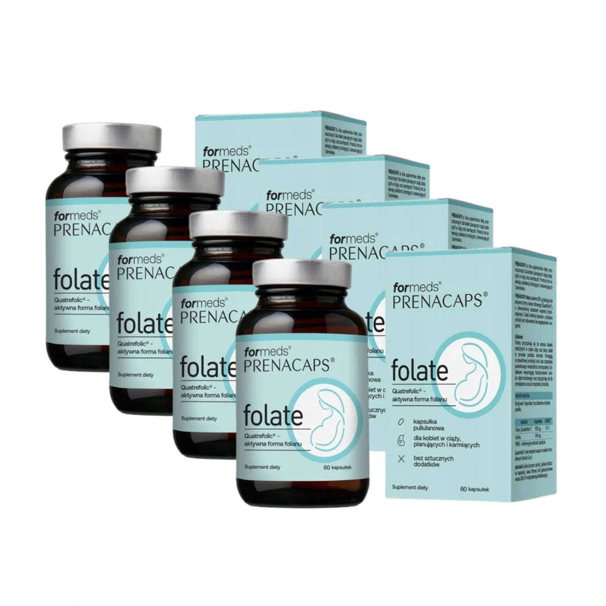 4x Formeds PRENACAPS folate- Folian Quatrefolic 800 µg |60 capsules|Pregnancy