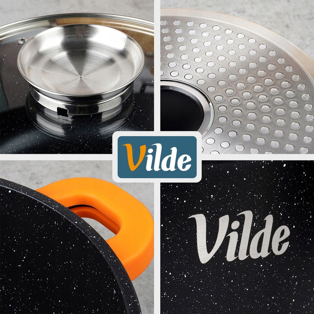 4x GRANITe pots set of gas pots induction VILDE 16 20 24 28 cm Additional information dishwasher safe suitable for induction cooker oven safe heat-resistant handles cover included suitable for electric cooker suitable for gas cooker suitable for ceramic cooker