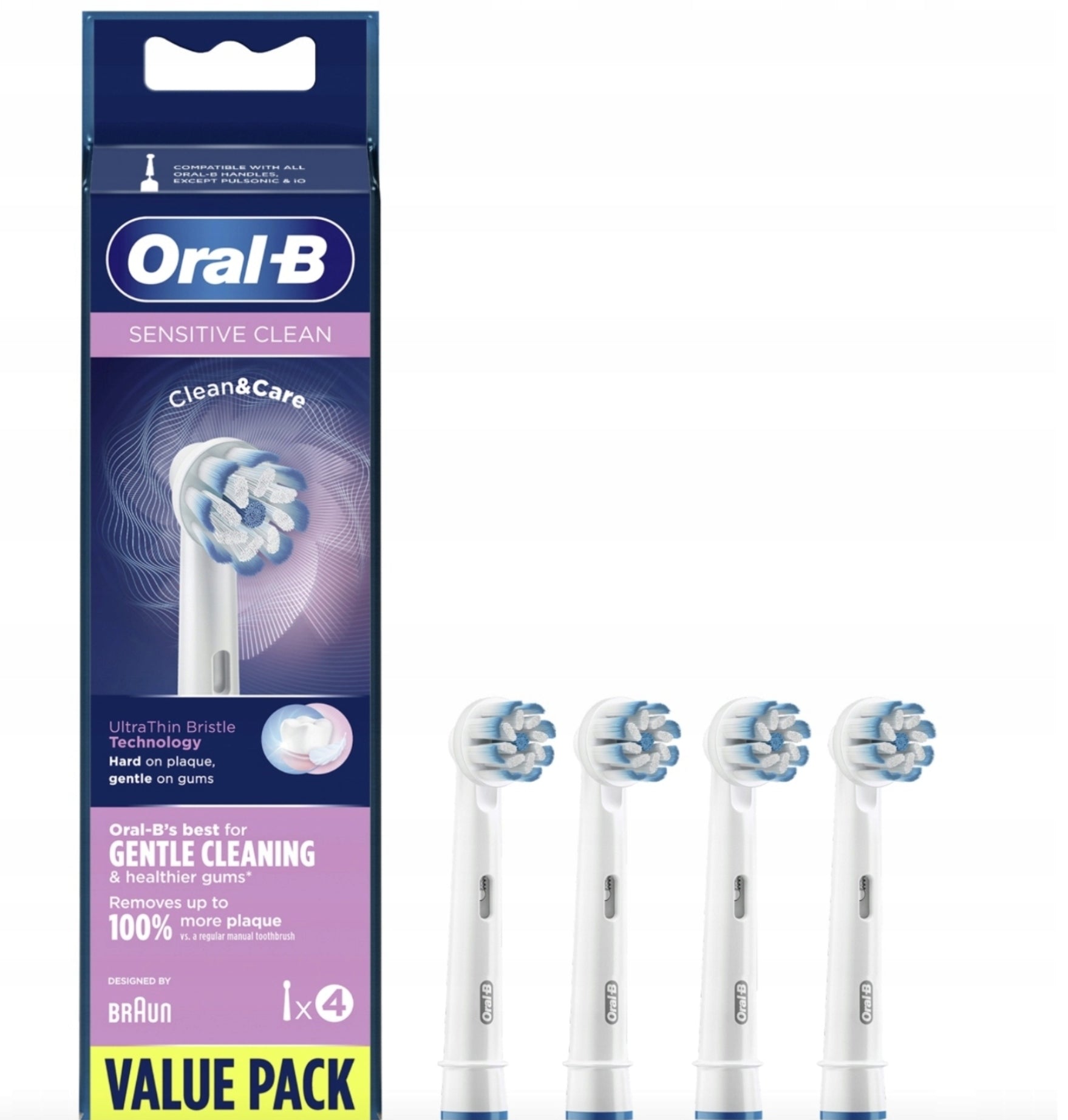 4x Oral-B Braun Sensitive Clean Electric Toothbrush Tips EB60 Packaging status original