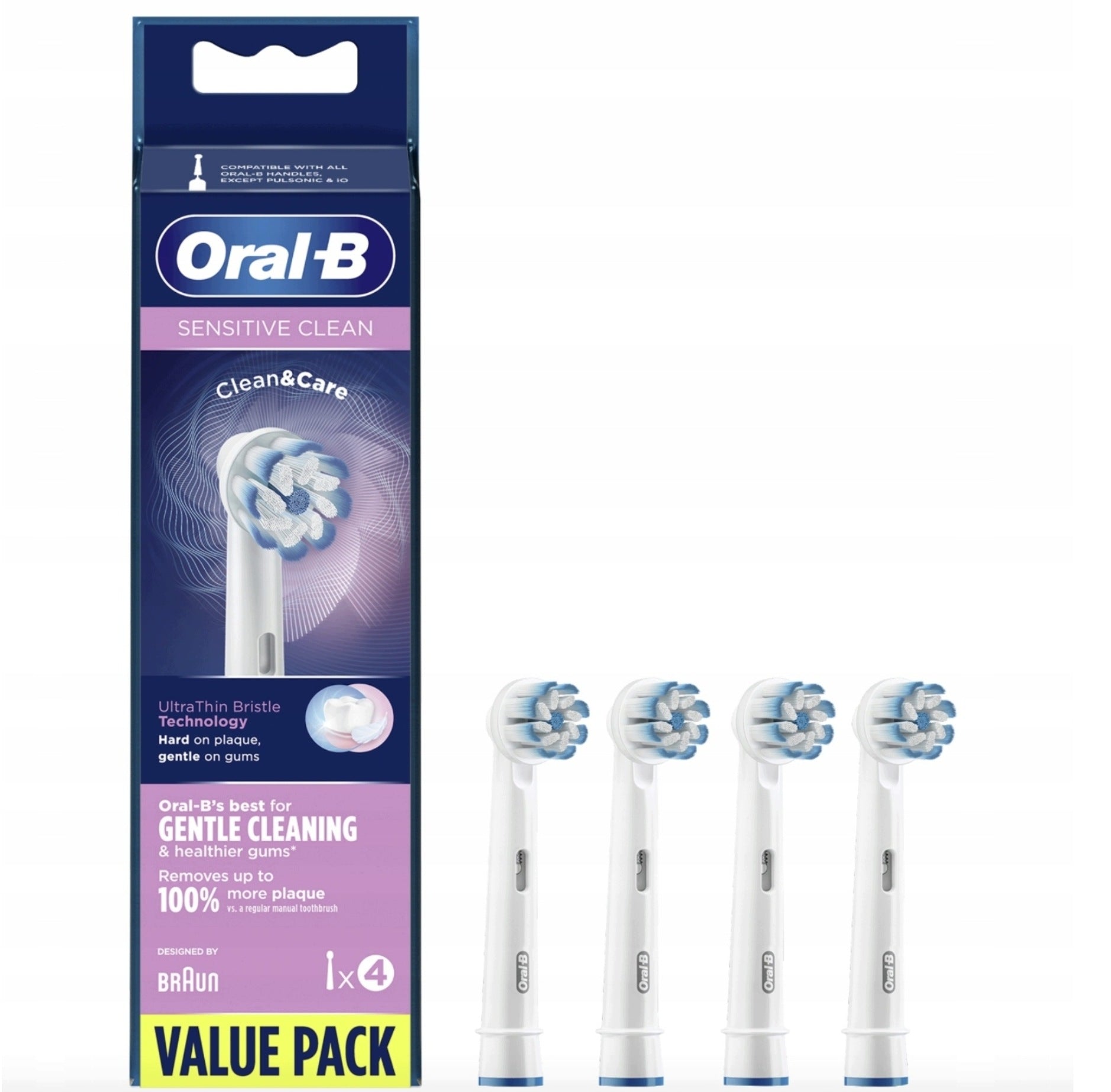 4x Oral-B Braun Sensitive Clean Electric Toothbrush Tips EB60